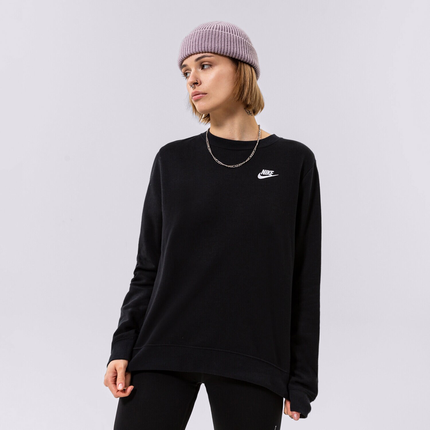 Ženske dukserice NIKE VESTA W NSW CLUB FLC CREW STD DQ5473-010 crna