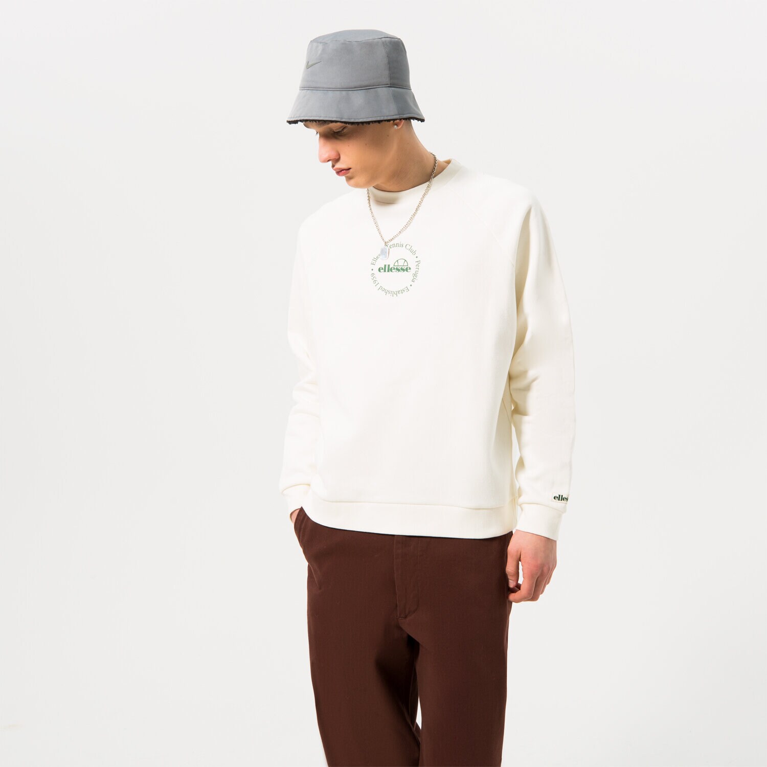 Muške dukserice ELLESSE VESTA VOLIERO SWEATSHIRT OFF WHT SGR17619904 bijela