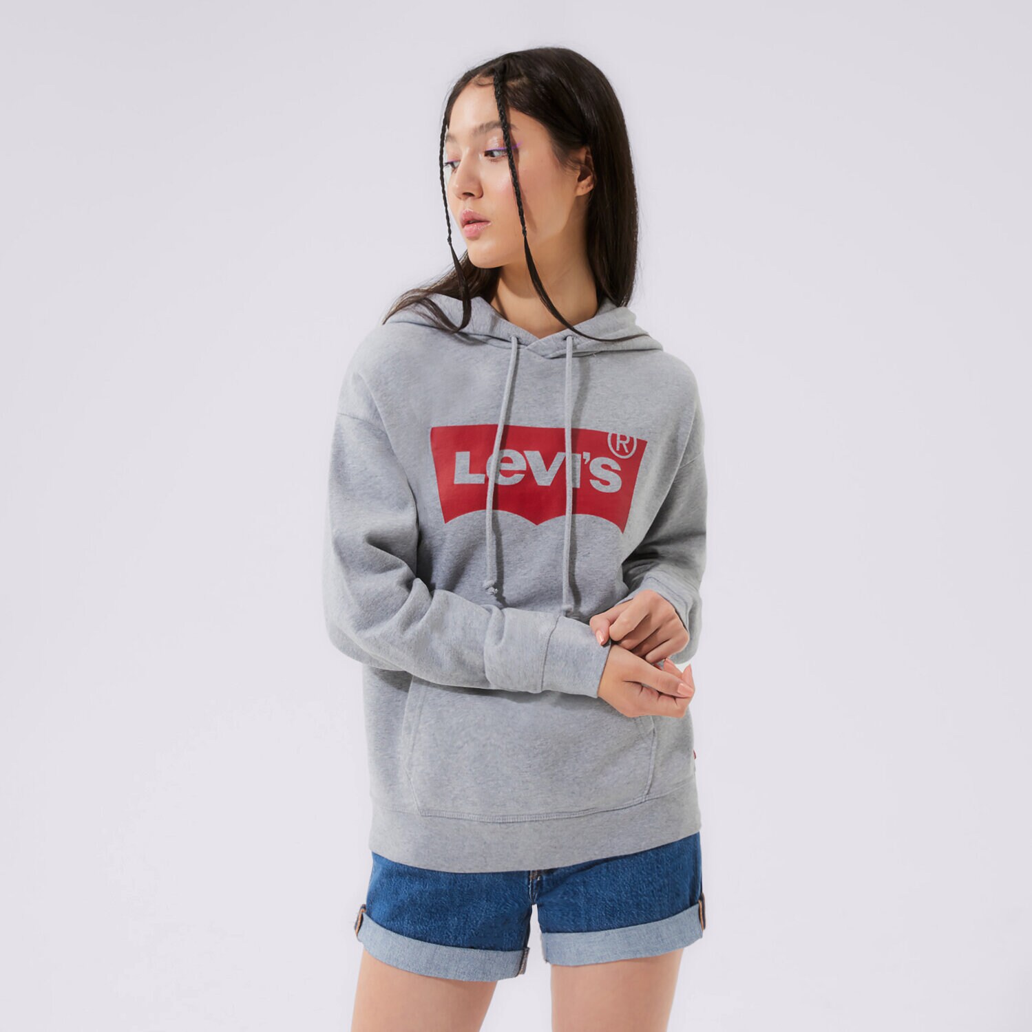 Ženske dukserice LEVI'S VESTA S KAPULJAČOM GRAPHIC STANDARD HOODIE 18487-0020 siva