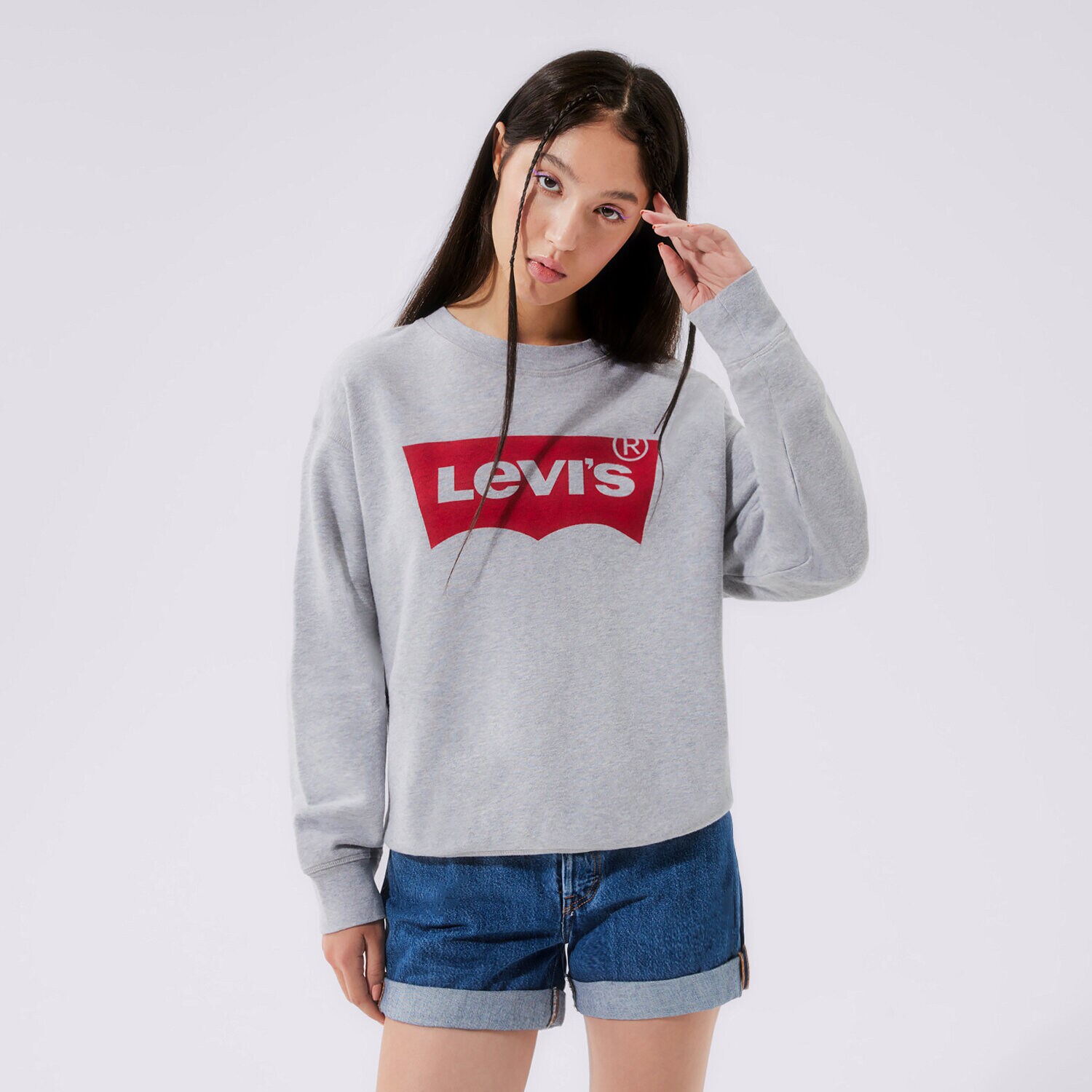 Ženske dukserice LEVI'S VESTA GRAPHIC STANDARD CREW 18686-0012 siva