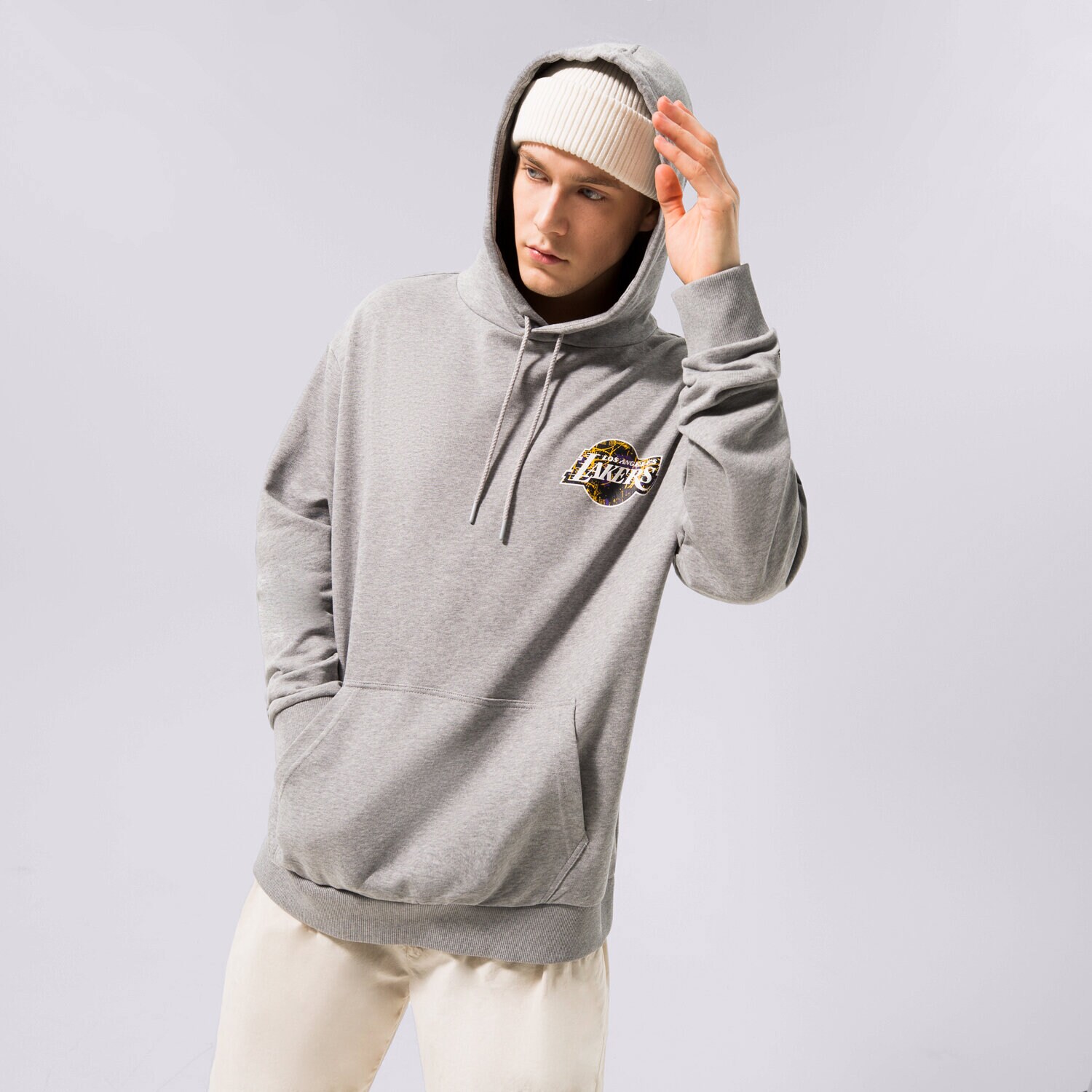 Muške dukserice NEW ERA VESTA S KAPULJAČOM INFILL TEAM LOGO LAKERS LOS ANGEL 60332147 siva