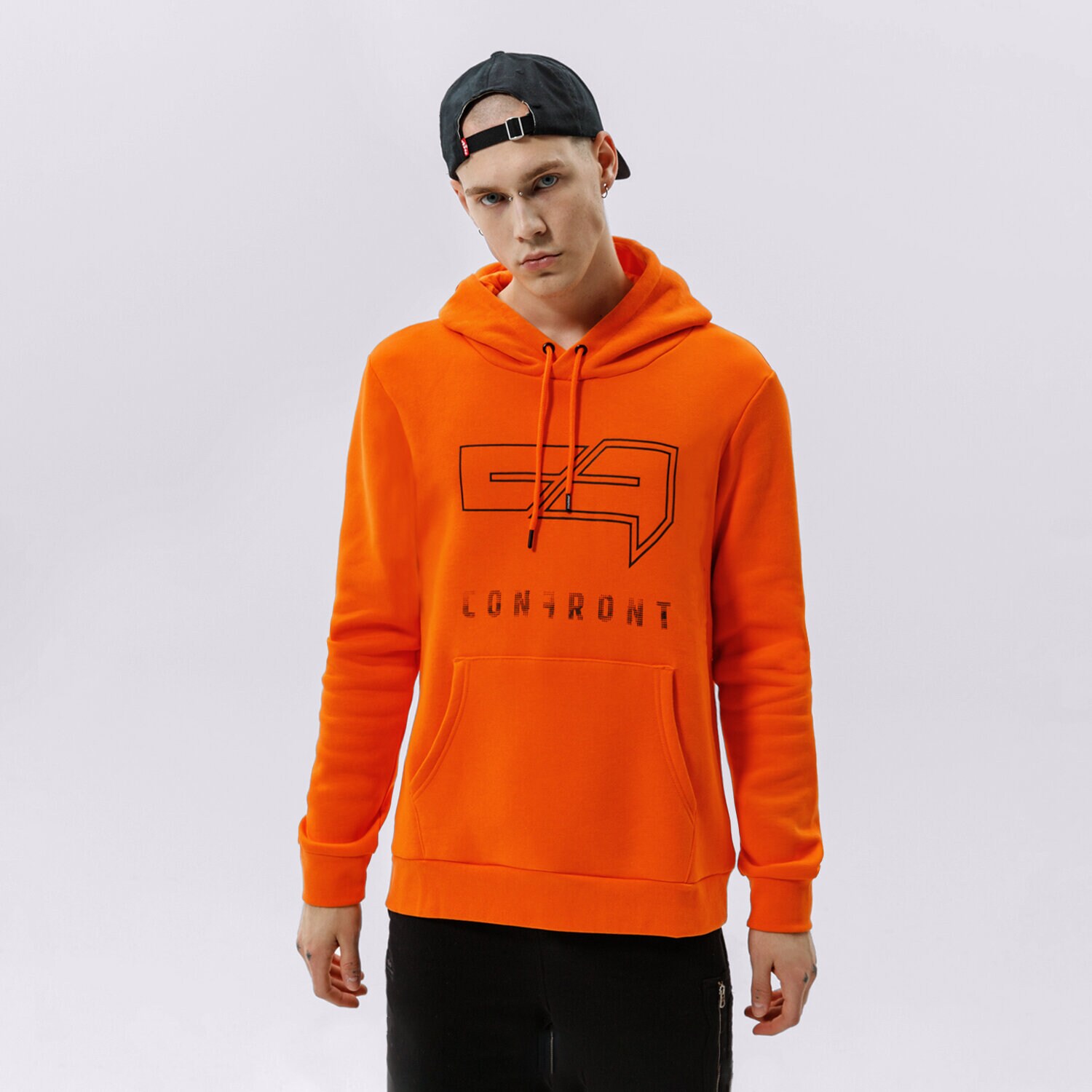 Muške dukserice CONFRONT VESTA S KAPULJAČOM LOGO ORANGE CF321BLM31002 narančasta