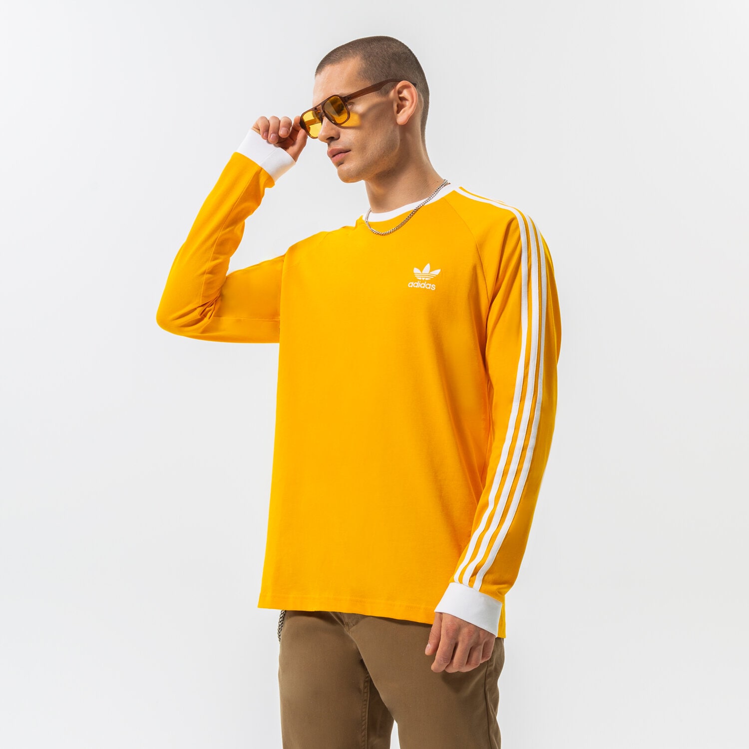 Muške majice ADIDAS T-SHIRT 3-STRIPES LS T HK7287 narančasta