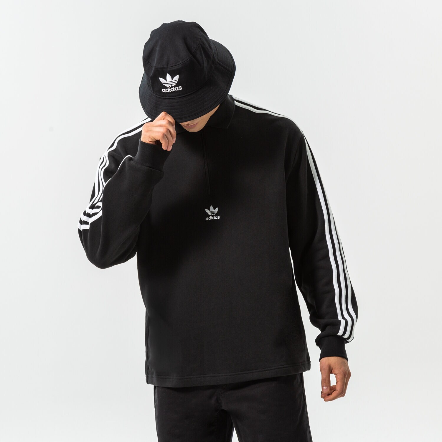 Muške dukserice ADIDAS VESTA 3-STRI-POLO LS HK7425 crna
