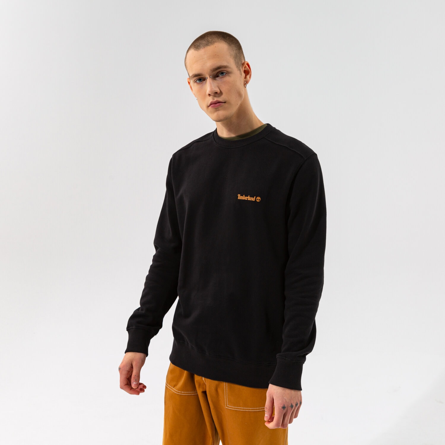 Muške dukserice TIMBERLAND VESTA CHEST LOGO CREW BLACK TB0A5PDV0011 crna