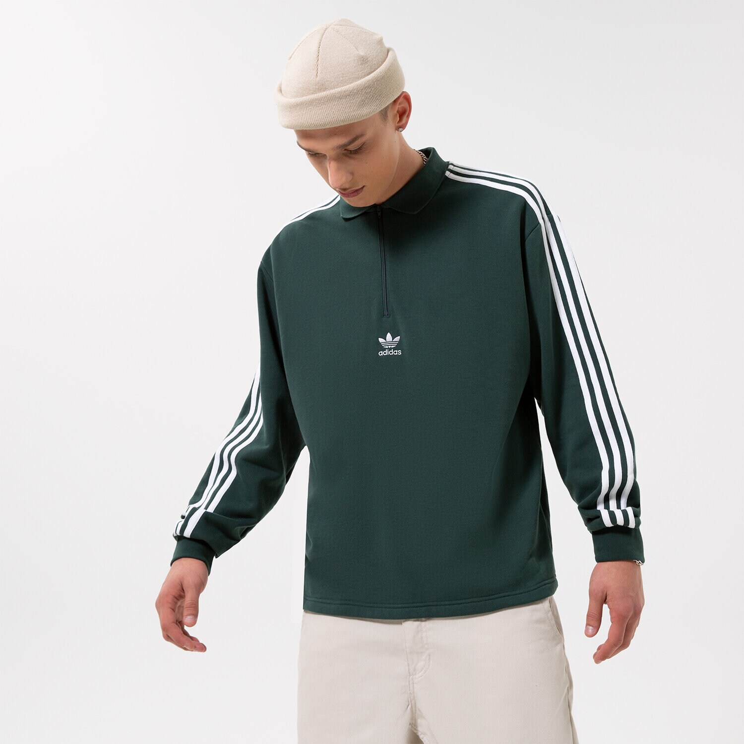 Muške dukserice ADIDAS VESTA 3-STRI-POLO LS HK7426 siva
