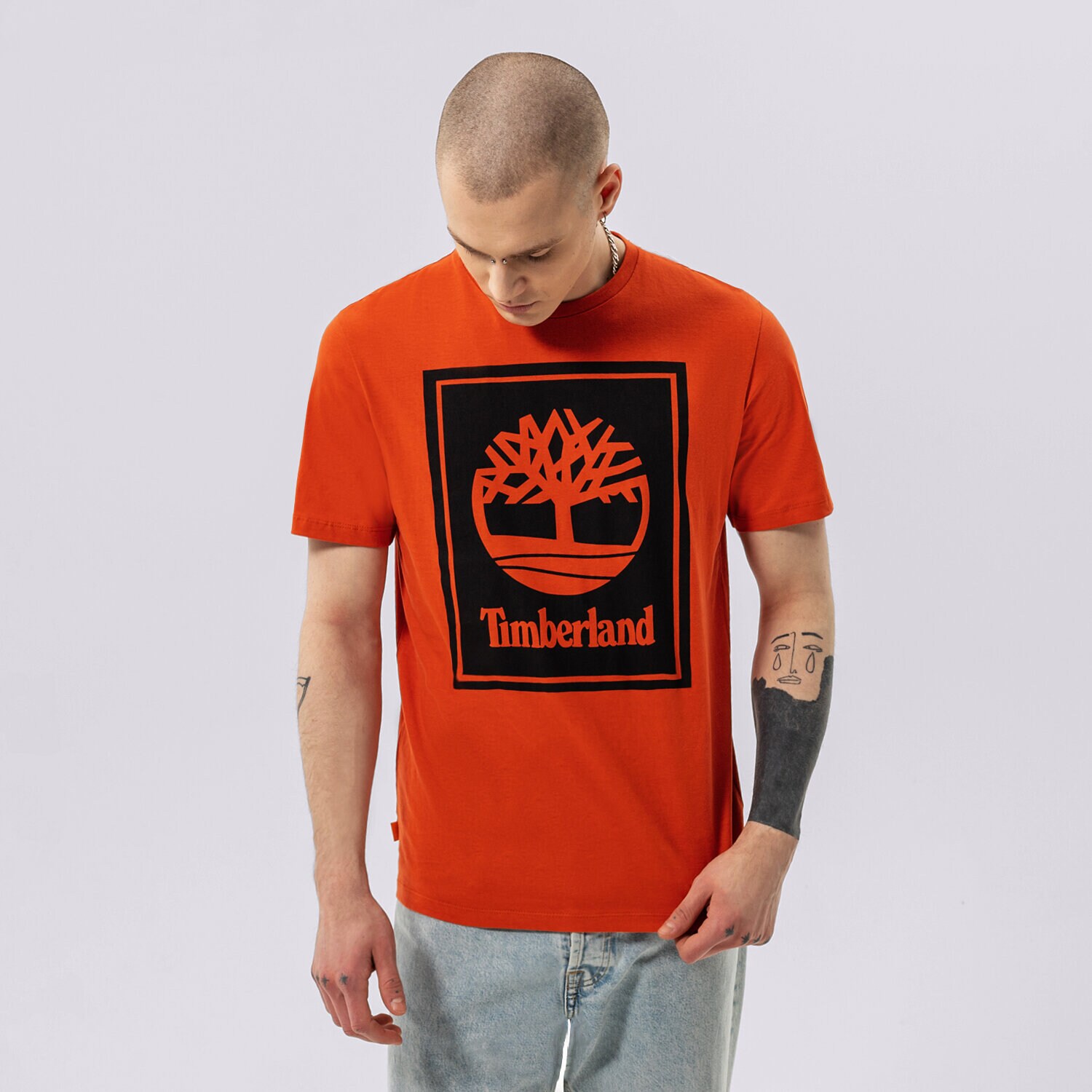 Muške majice TIMBERLAND T-SHIRT YC SS STACK LOGO TEE (REGULAR) TB0A2AJ1CN41 crvena