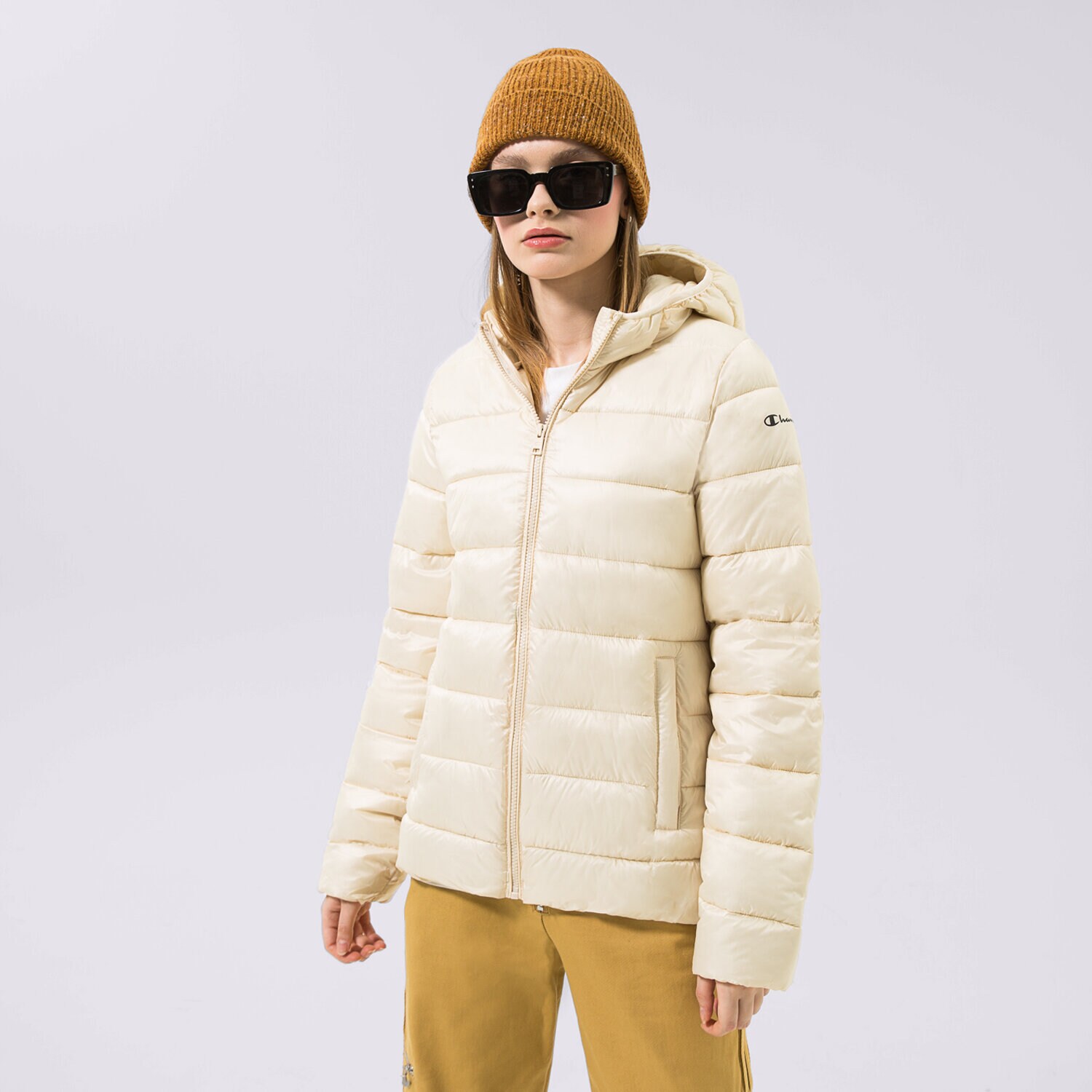 Ženske zimske jakne CHAMPION JAKNA ZIMSKA HOODED POLYFILLED JACKET 115750YS014 bež