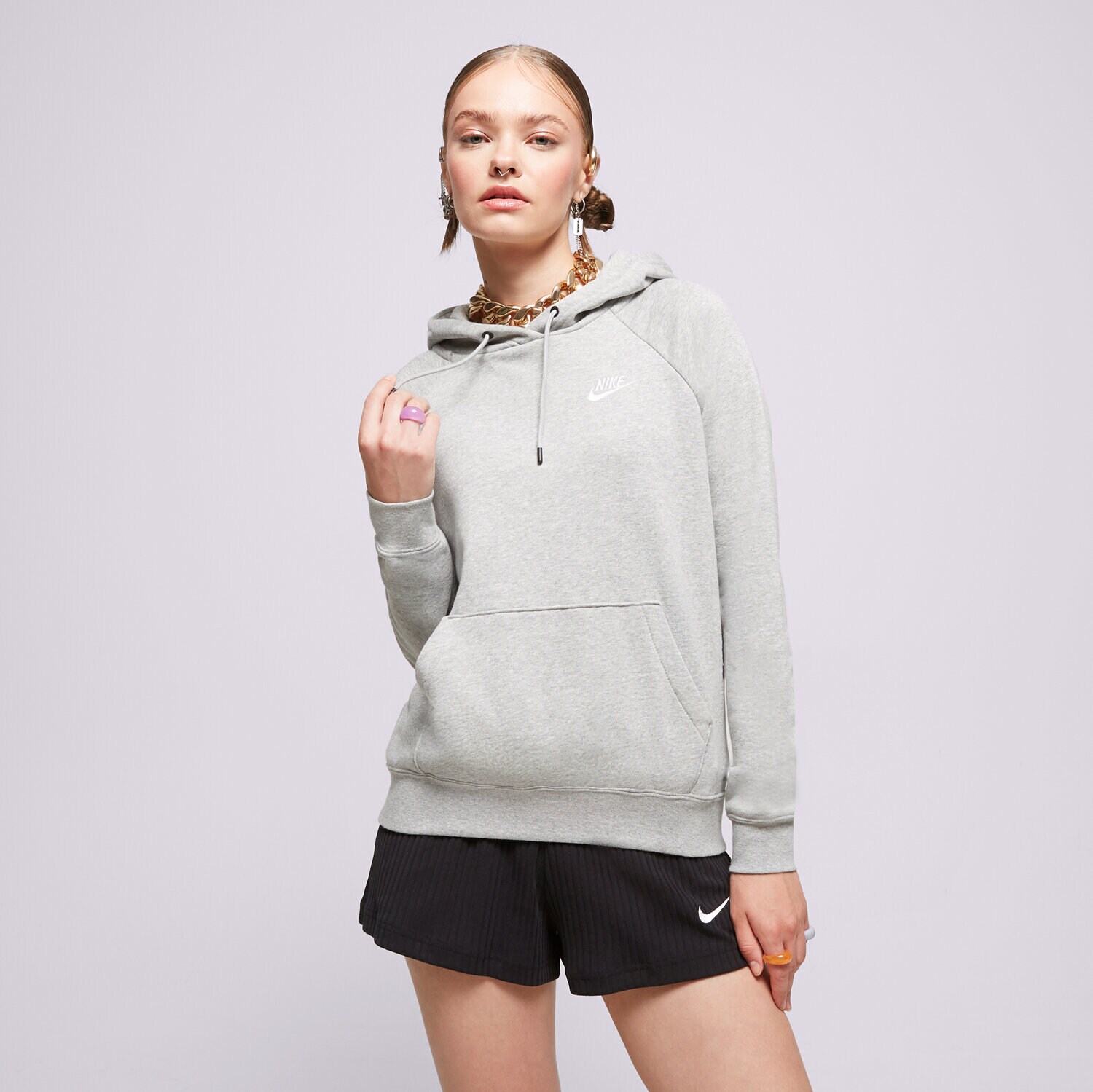 Ženske dukserice NIKE SPORTSWEAR ESSENTIAL OVERHEAD HOODIE WOMEN'S HOODIE PO  BV4124-063 siva