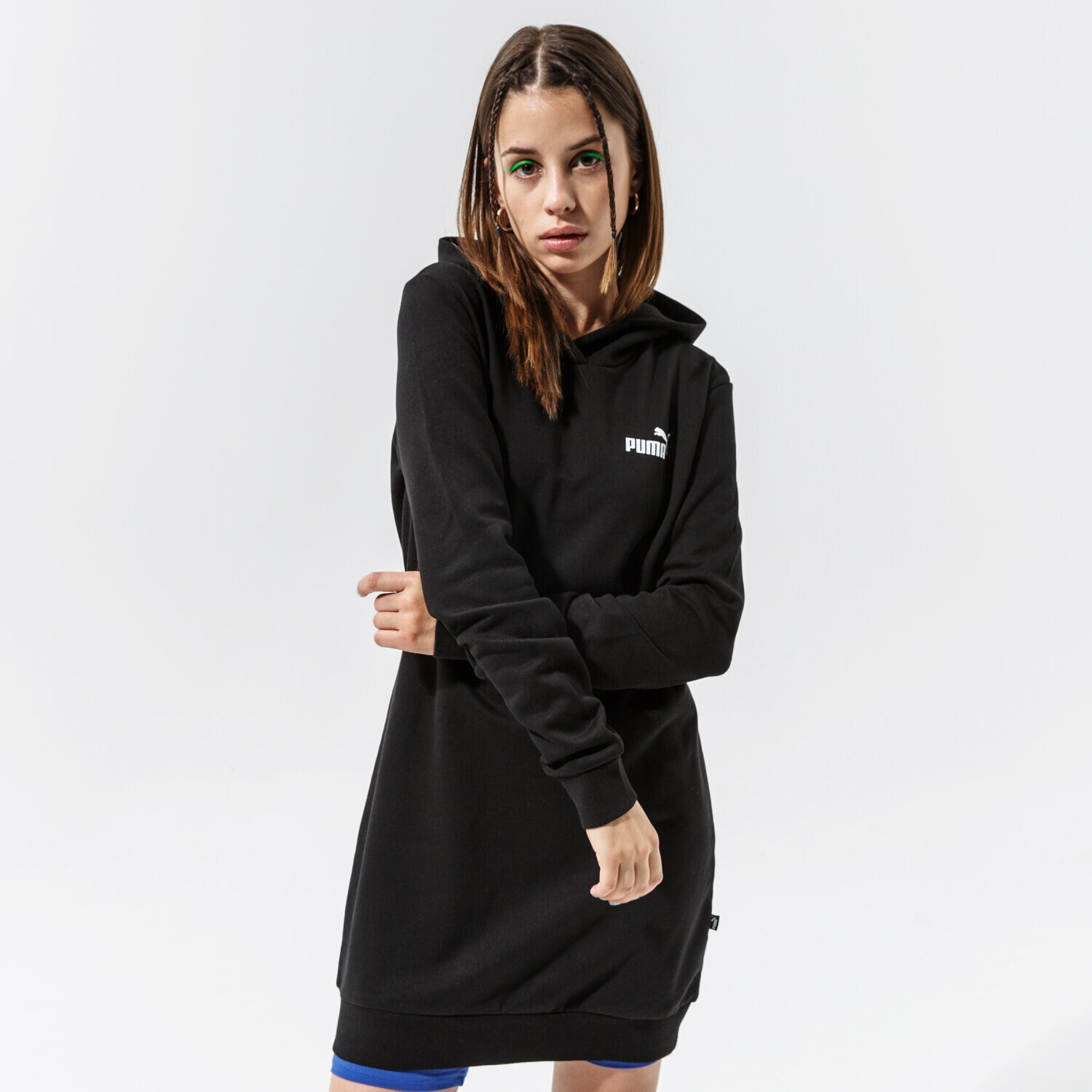 Ženske haljine i suknje PUMA HALJINA ESS HOODED TRENIRKAS FL - PUMA BLACK 58912901 crna