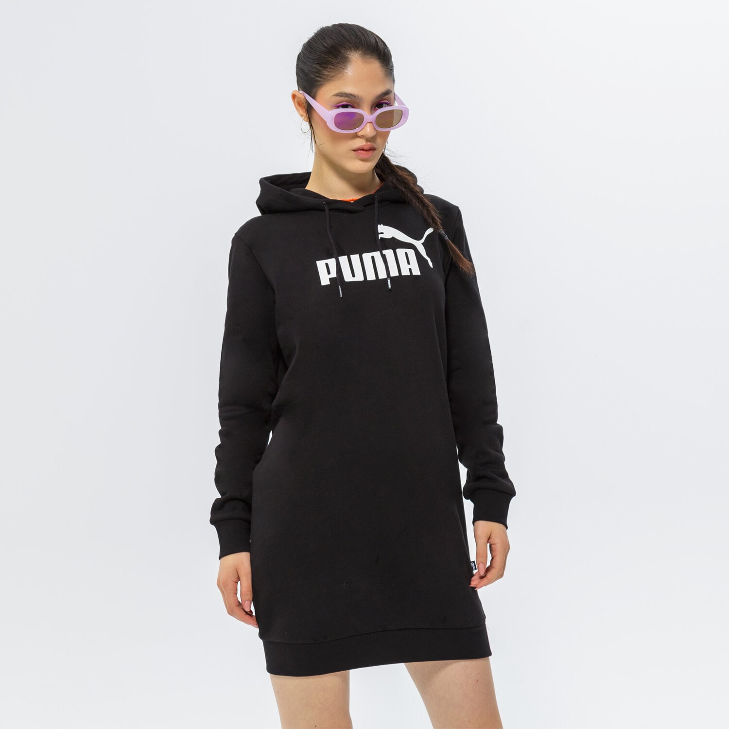 Ženske haljine i suknje PUMA HALJINA ESS LOGO HOODED TRENIRKAS FL 671988 01 crna