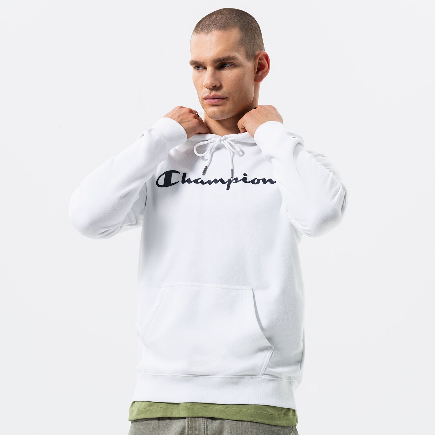 Muške dukserice CHAMPION VESTA S KAPULJAČOM HOODED SWEATSHIRT 217142WW001 bijela