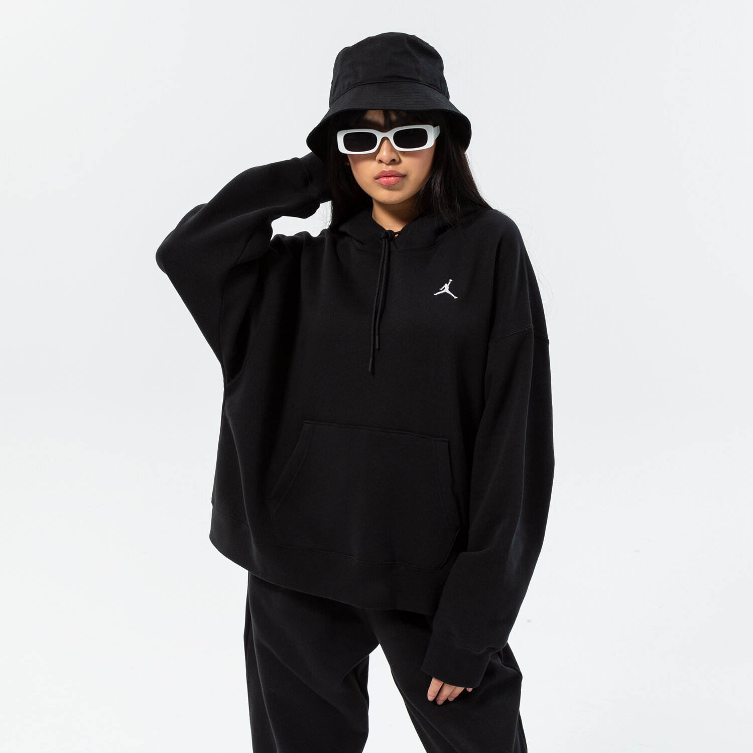 Ženske dukserice JORDAN VESTA S KAPULJAČOM   ESSENTIAL OVERHEAD HOODIE DQ4458-010 crna