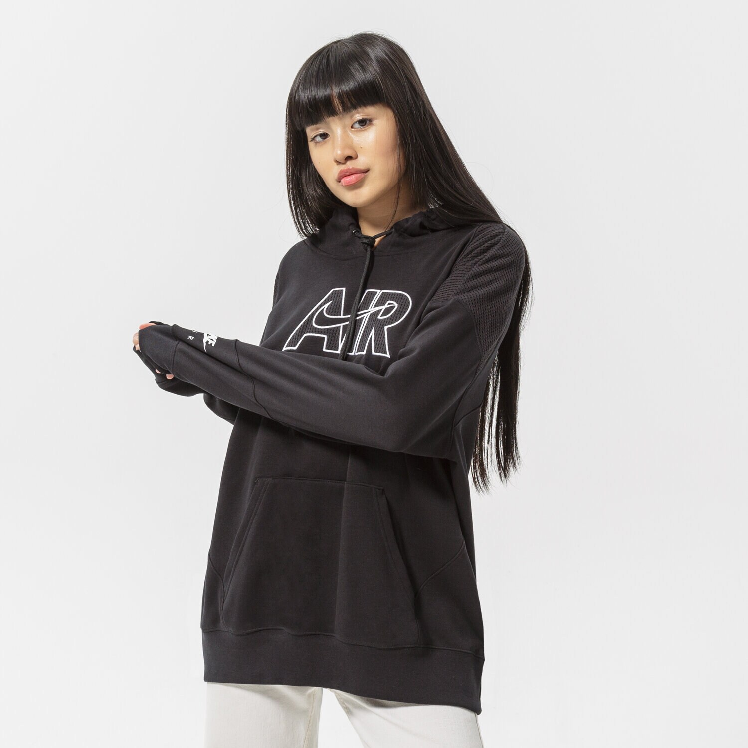 Ženske dukserice NIKE VESTA S KAPULJAČOM AIR OVERHEAD HOODIE DM6059-010 crna