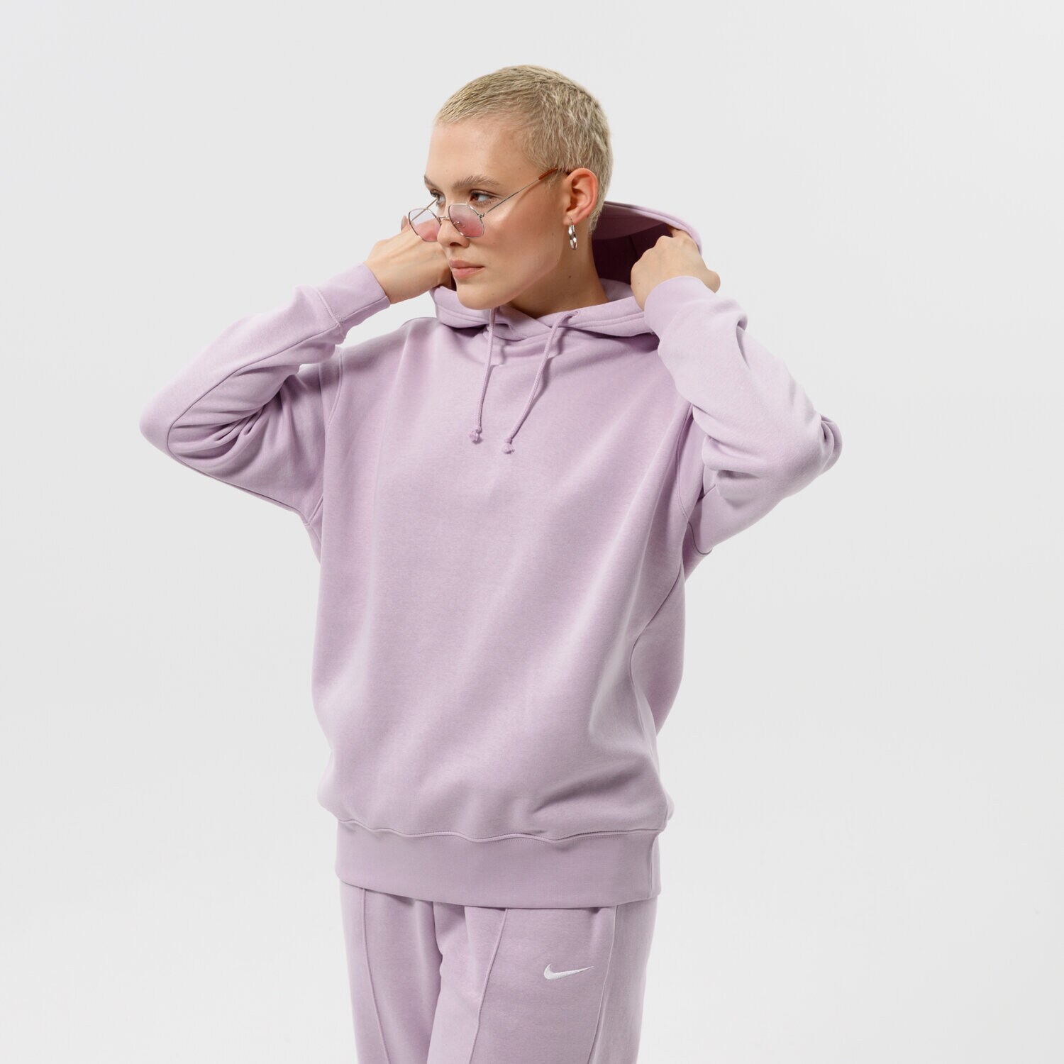 Ženske dukserice NIKE VESTA S KAPULJAČOM W NSW ESSNTL CLCTN FLC OS DQ5097-530 ljubičasta