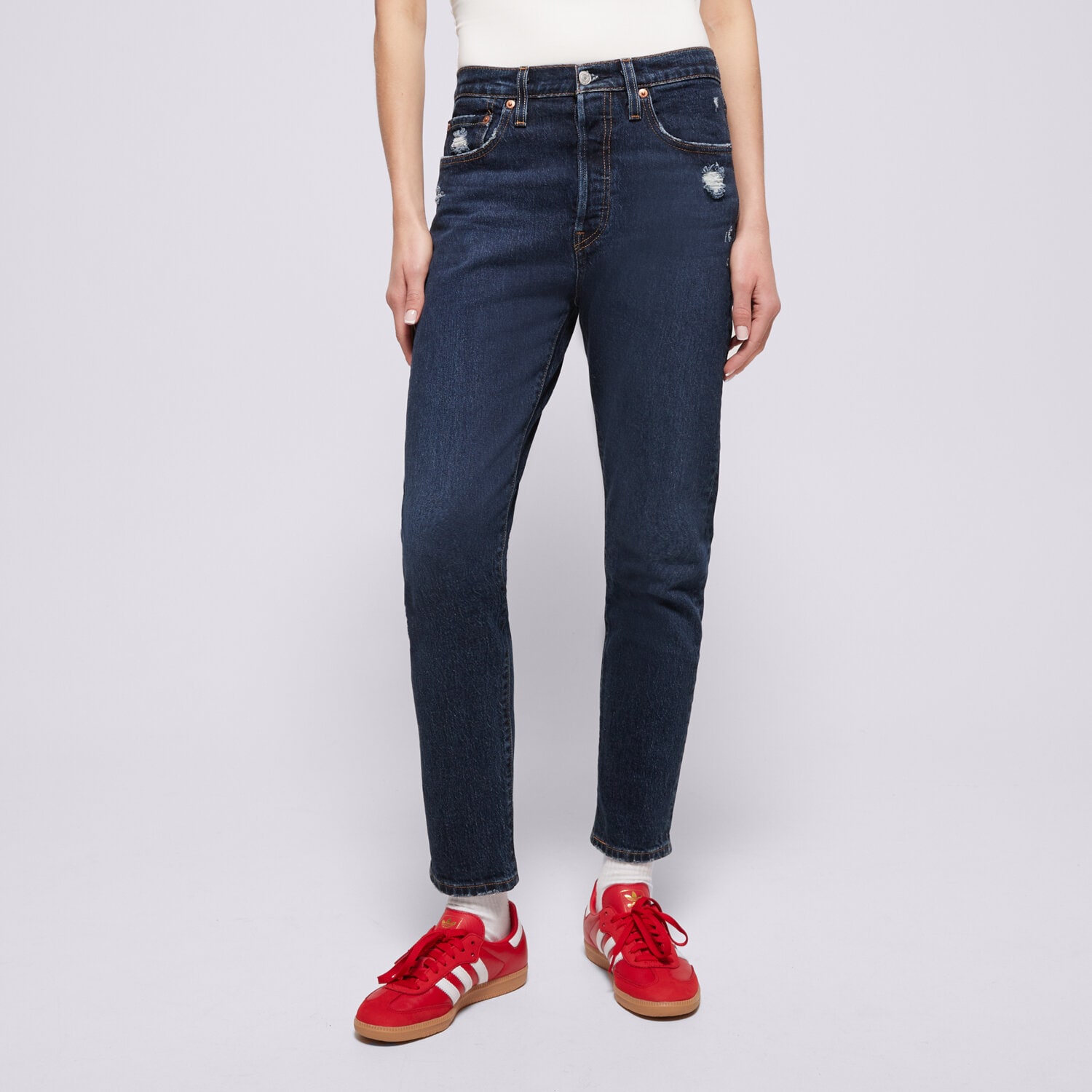 Ženske hlače LEVI'S HLAČE 501 SKINNY 29502-0201 tamno plava