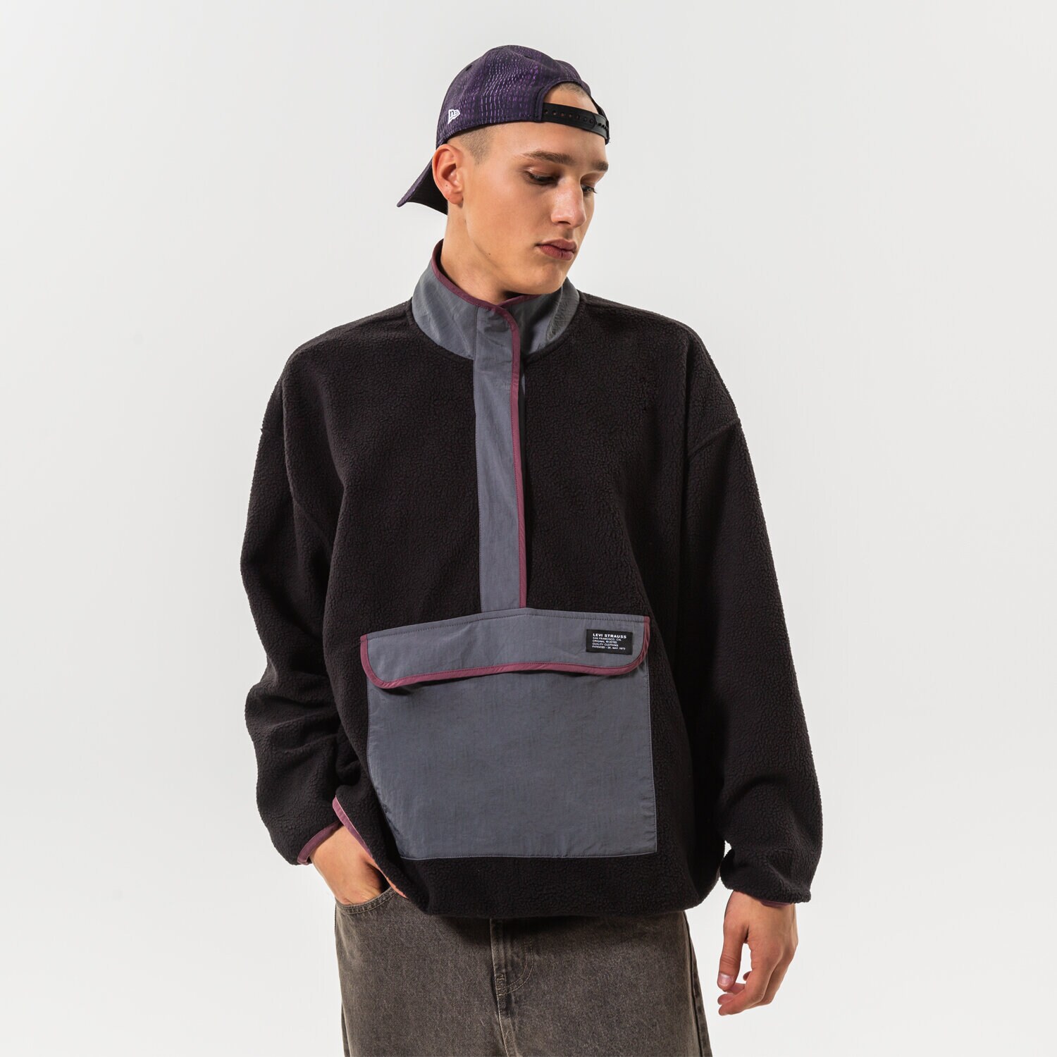 Muške dukserice LEVI'S RUNO RUNO FLEECE MOCK NECK A3301-0000 crna