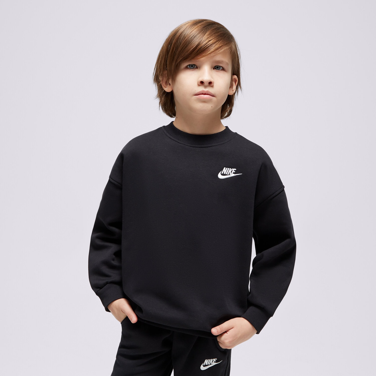 Dječje dukserice NIKE VESTA G NSW CLUB FLC OVRSZD CREW U FD2923-010 crna