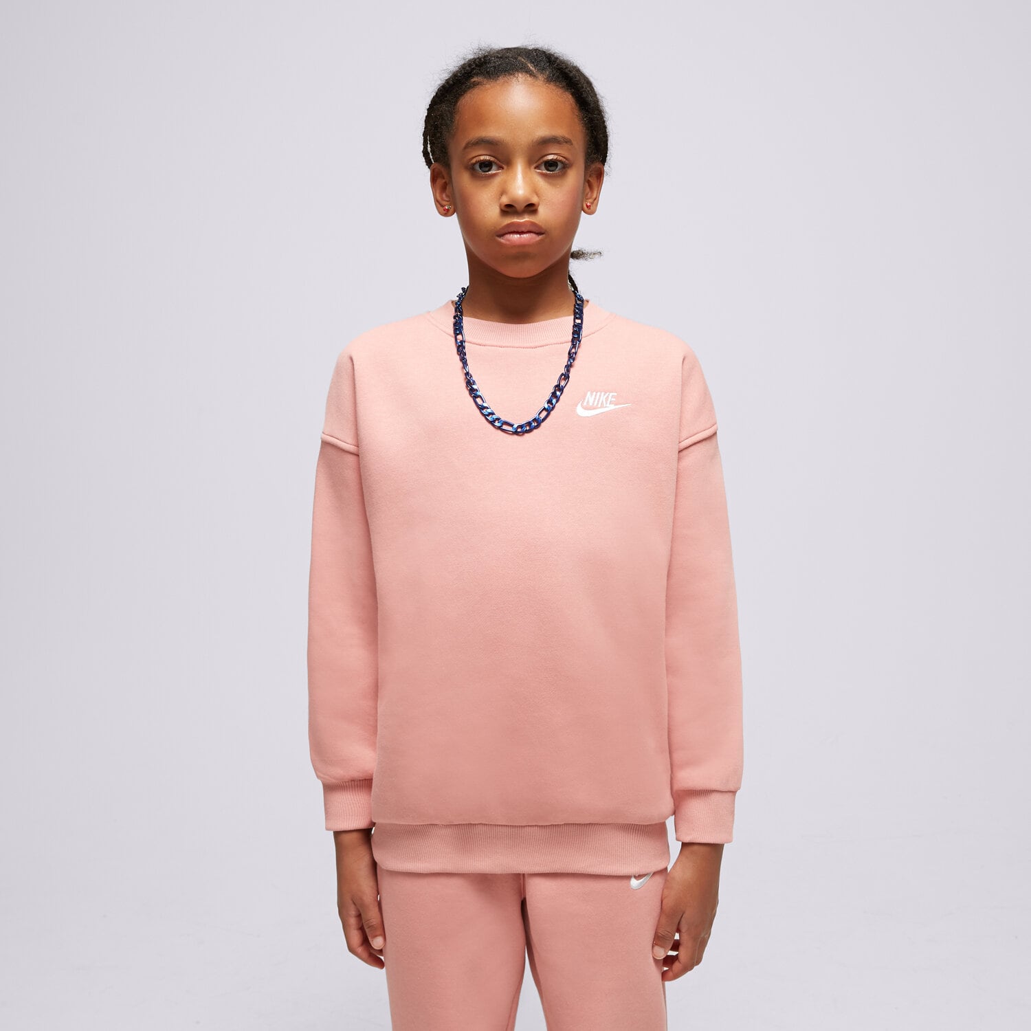 Dječje dukserice NIKE VESTA G NSW CLUB FLC OVRSZD CREW GIRL FD2923-618 ružičasta