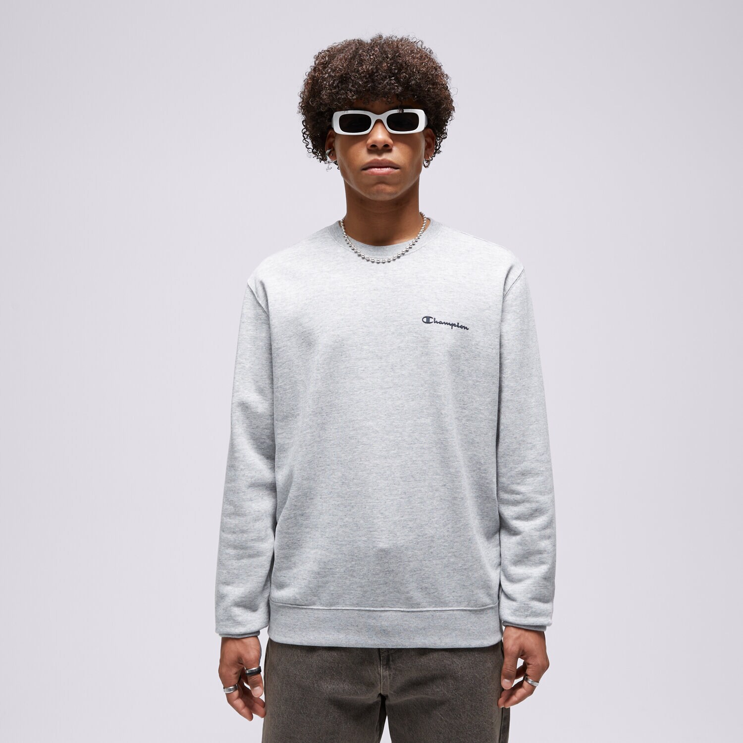 Muške dukserice CHAMPION VESTA CREWNECK SWEATSHIRT 218536EM021 siva