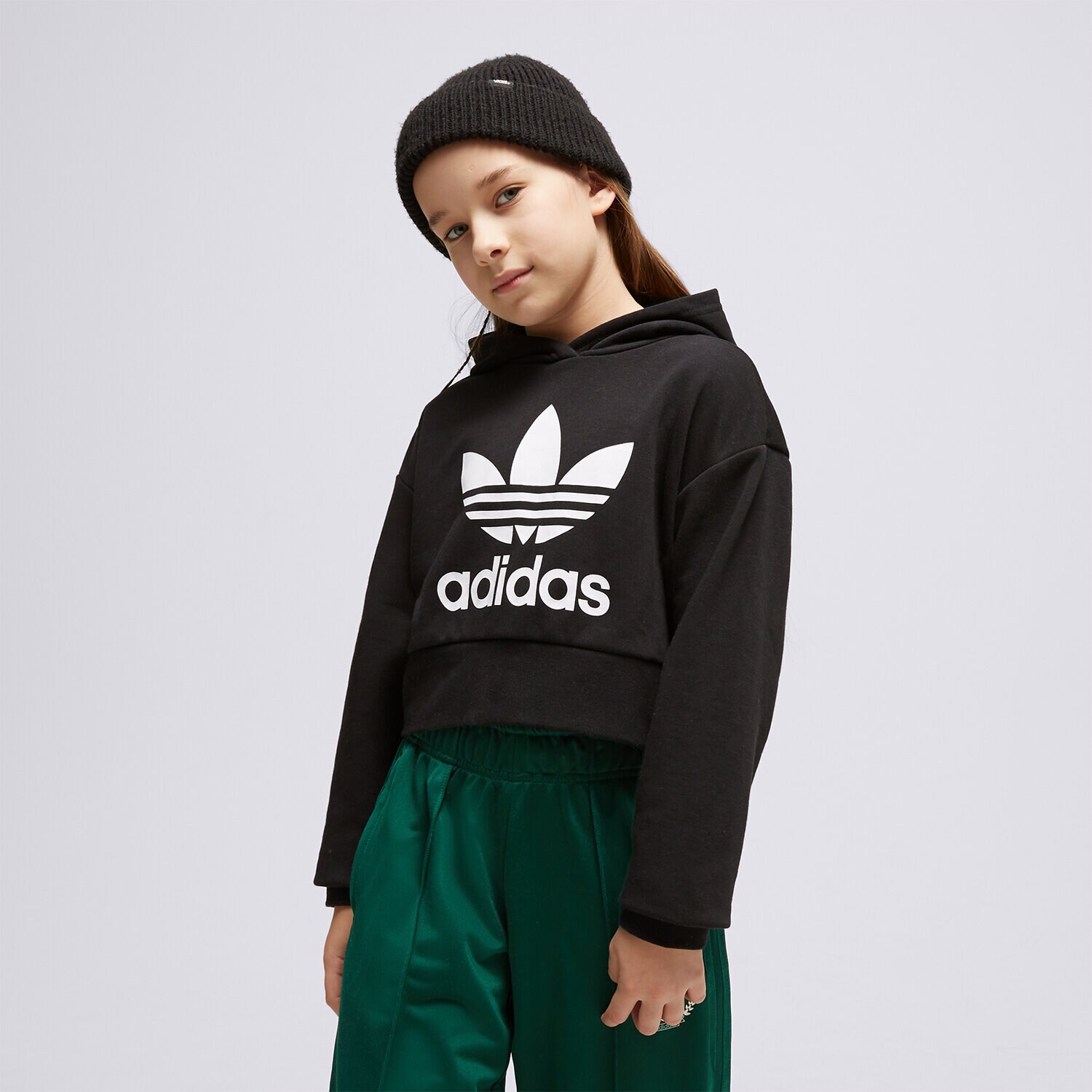 Dječje dukserice ADIDAS VESTA S KAPULJAČOM CROPPED GIRL IJ9719 crna