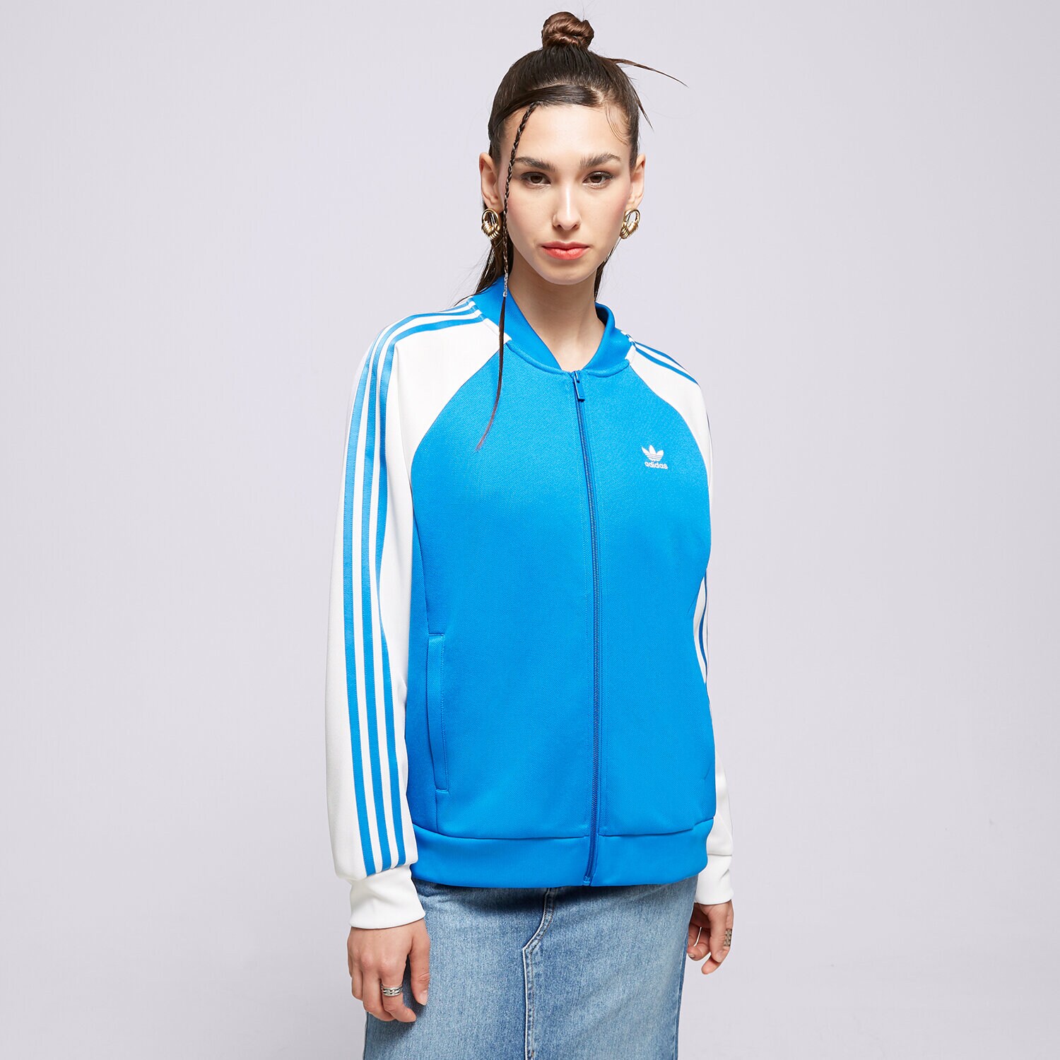 Ženske dukserice ADIDAS VESTA RASKOPČANA OVERSIZED SST II0718 plava