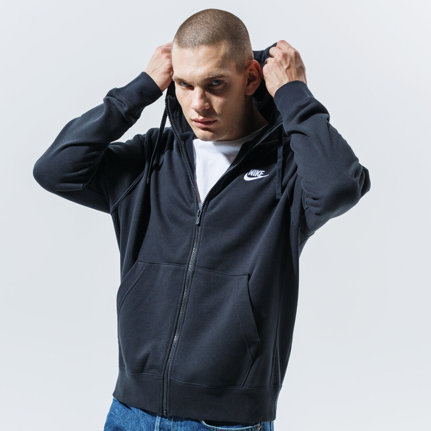 Muške dukserice NIKE VESTA RASKOPČANA S KAPULJAČOM  M NSW CLUB HOODIE FZ FT BV2648-010 crna