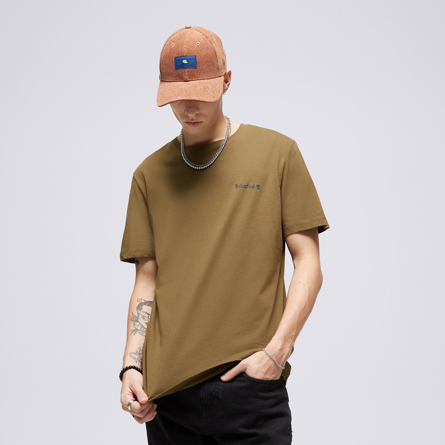 Muške majice TIMBERLAND T-SHIRT SMALL LOGO PRINT LOGO TEE TB0A5PGZ3021 kaki