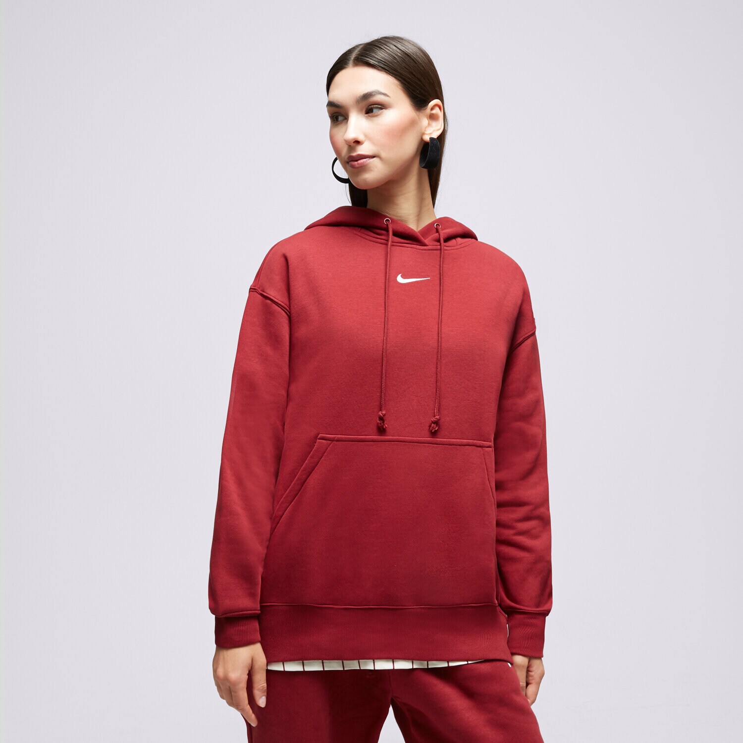 Ženske dukserice NIKE VESTA W NSW PHNX FLC OS PO HOODIE DQ5860-677 bordo