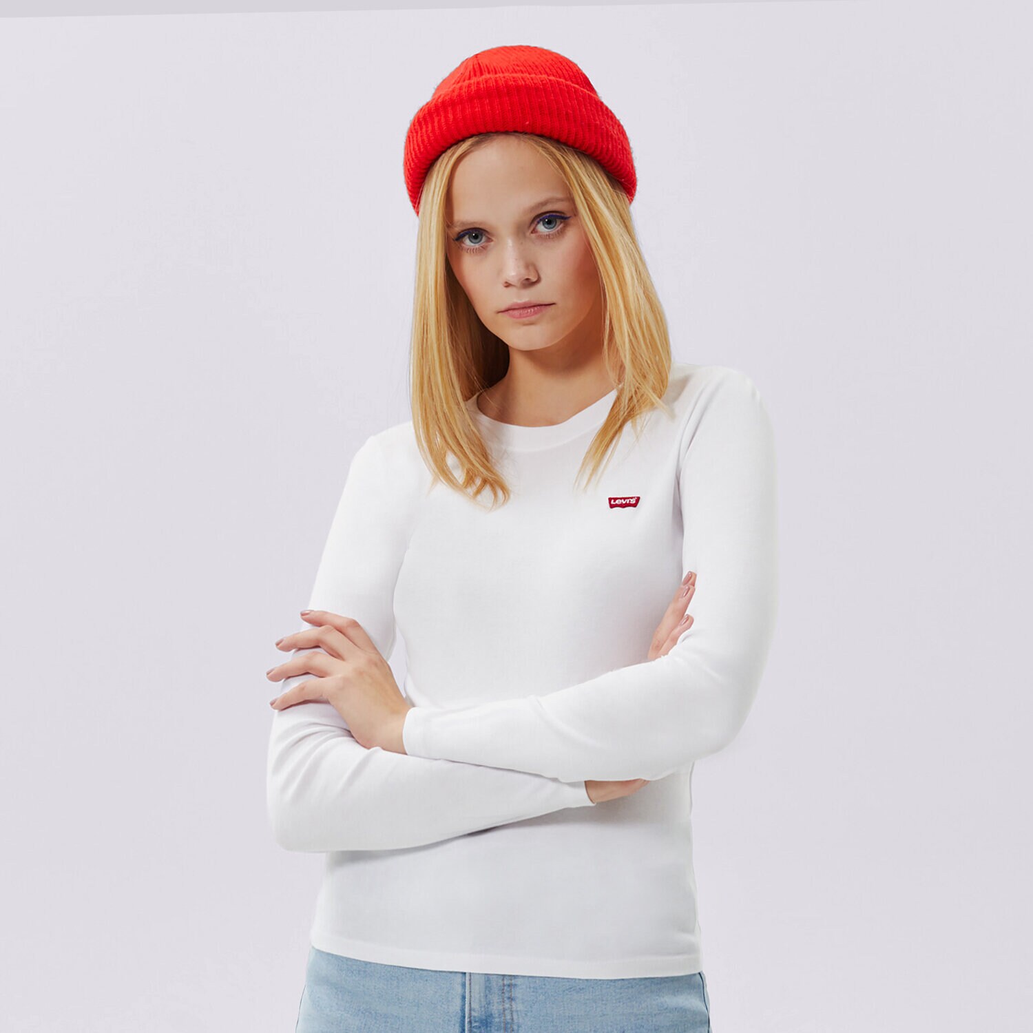 Ženske majice LEVI'S T-SHIRT LS BABY TEE 69555-0000 bijela