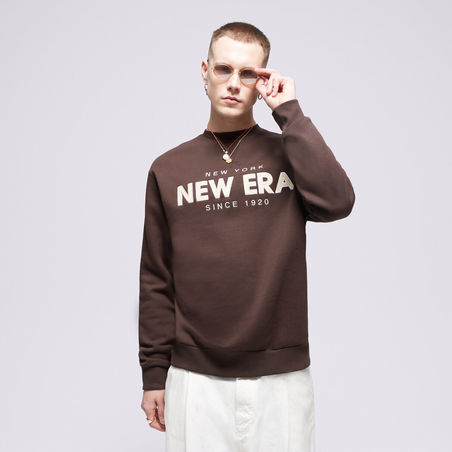 Muške dukserice NEW ERA VESTA NE WORDMARK CREW NECK 60424412 smeđa
