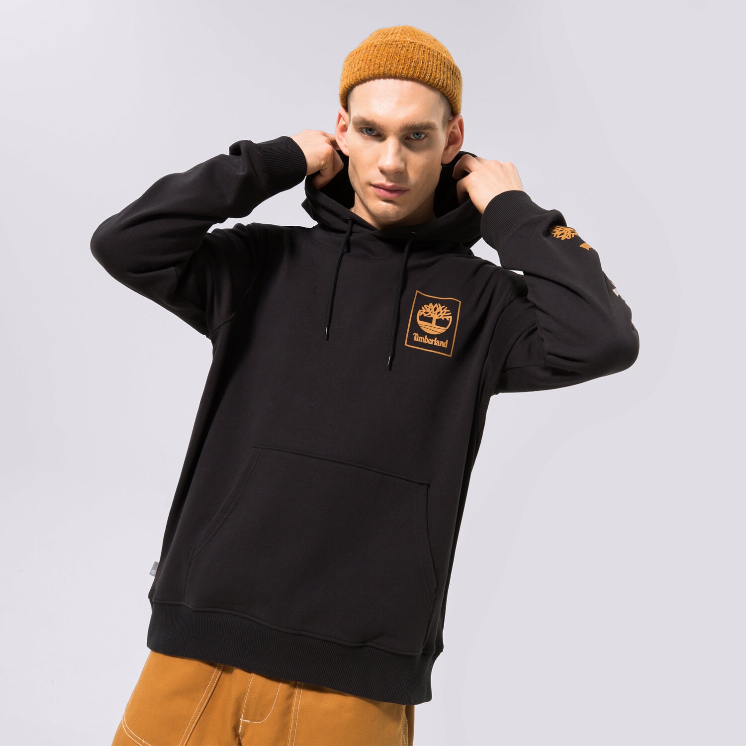 Muške dukserice TIMBERLAND VESTA S KAPULJAČOM STACK LOGO BLACK TB0A5ZHN0011 crna