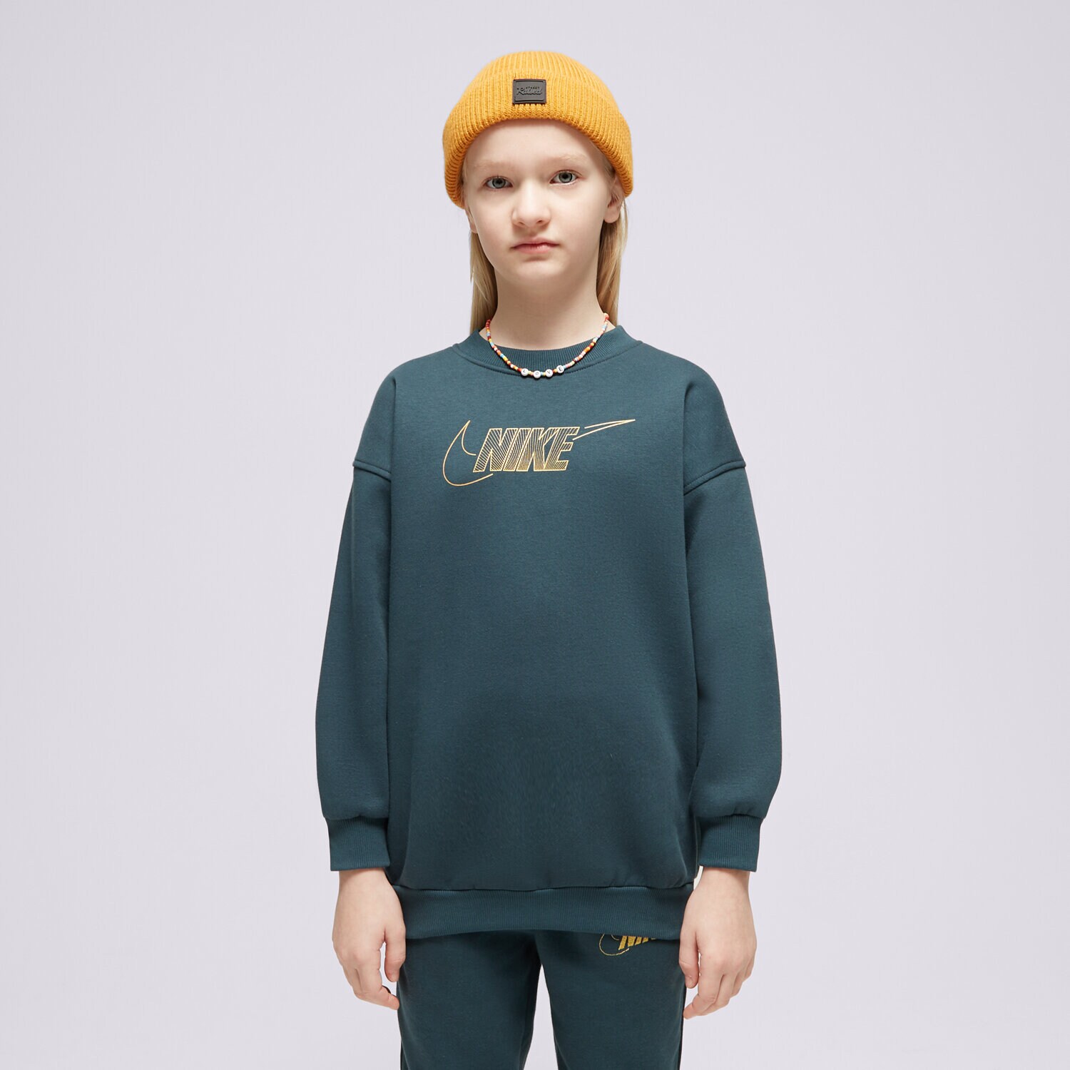 Dječje dukserice NIKE VESTA G NSW CLUB FLC BF CREW LS SHNE GIRL FJ6161-328 zelena