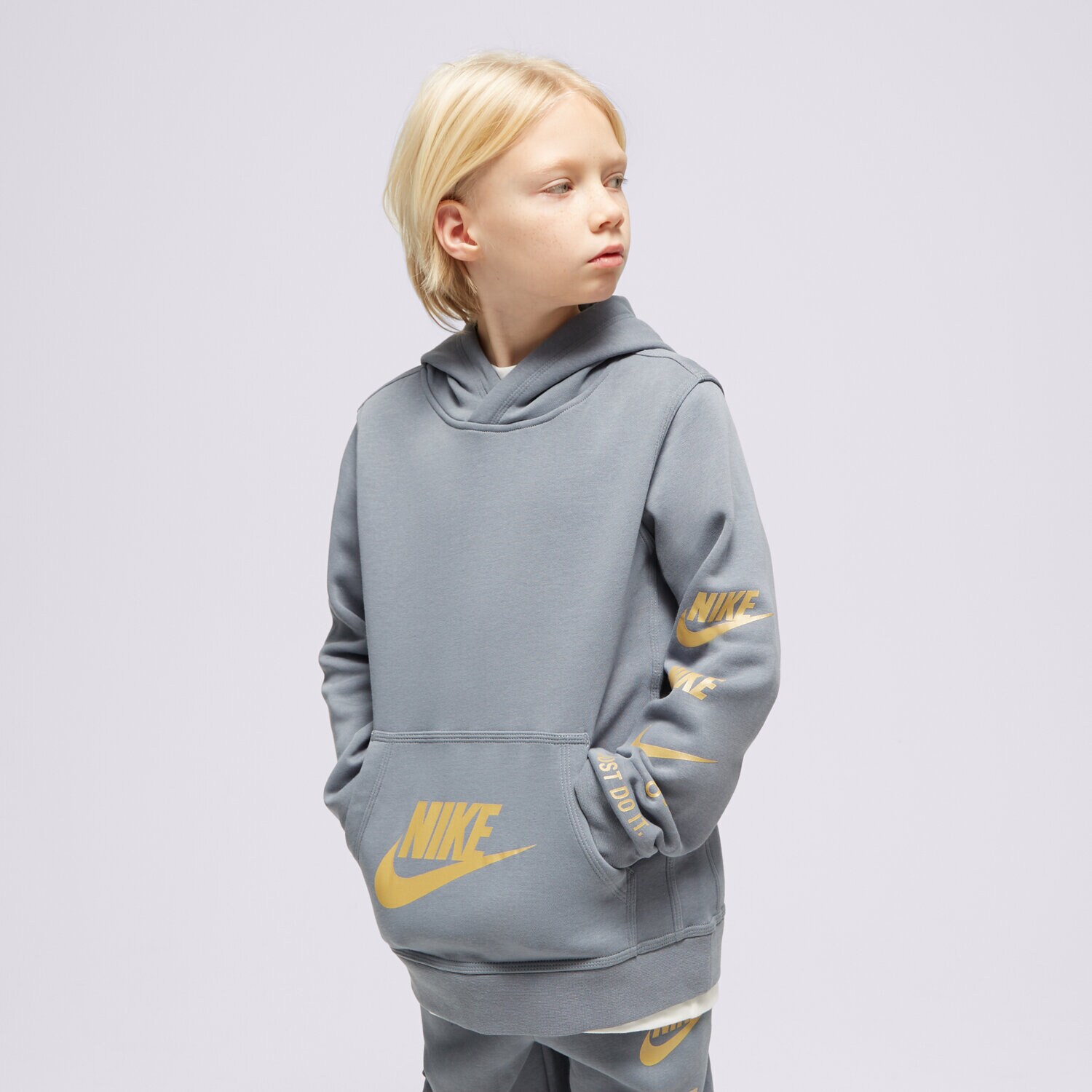 Dječje dukserice NIKE VESTA S KAPULJAČOM B NSW SI FLC PO BB BOY FN7724-065 siva