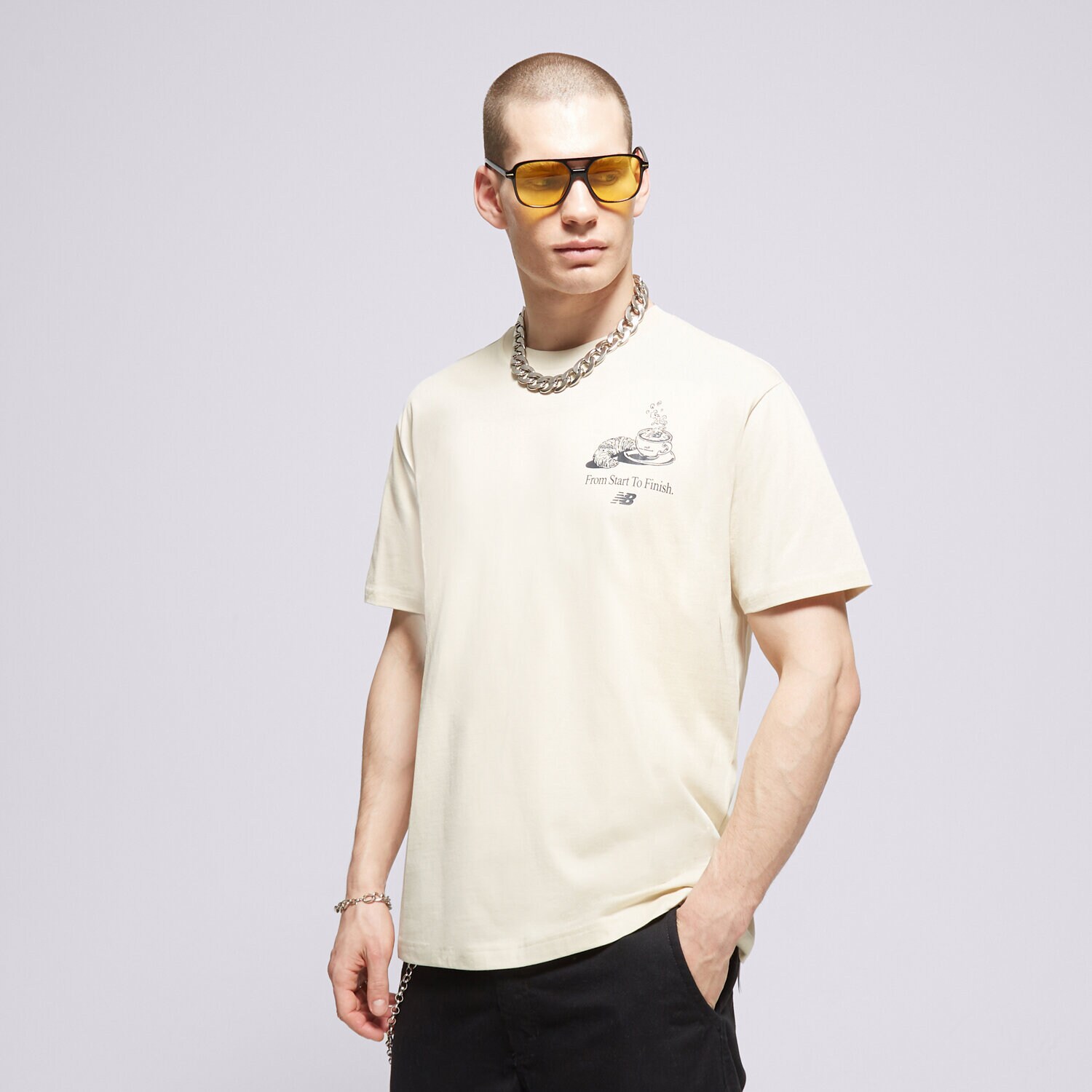 Muške majice NEW BALANCE T-SHIRT MAJICA ESSENTIALS CAFE JAVA COTTO BE MT31561BE bijela
