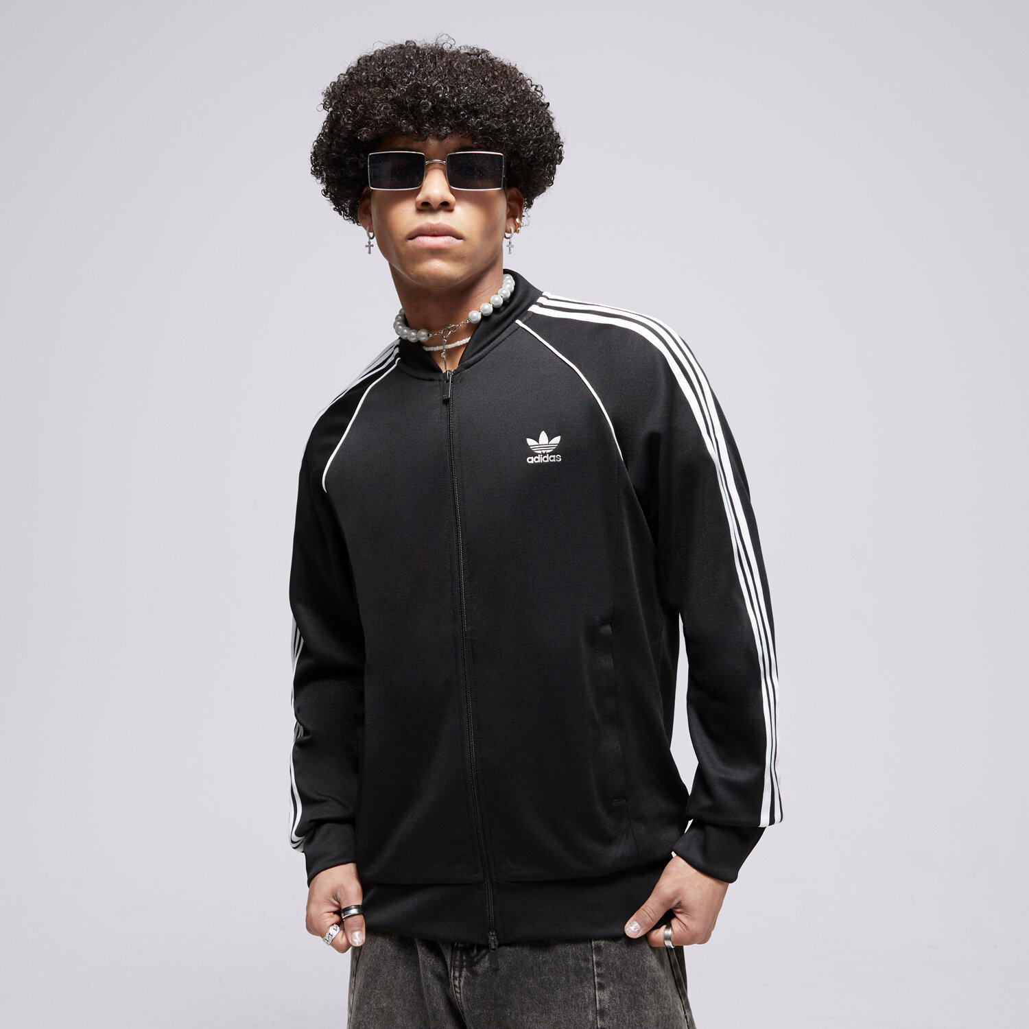 Muške dukserice ADIDAS VESTA RASKOPČANA SSTAR TT BLK/WHT IM4545 crna