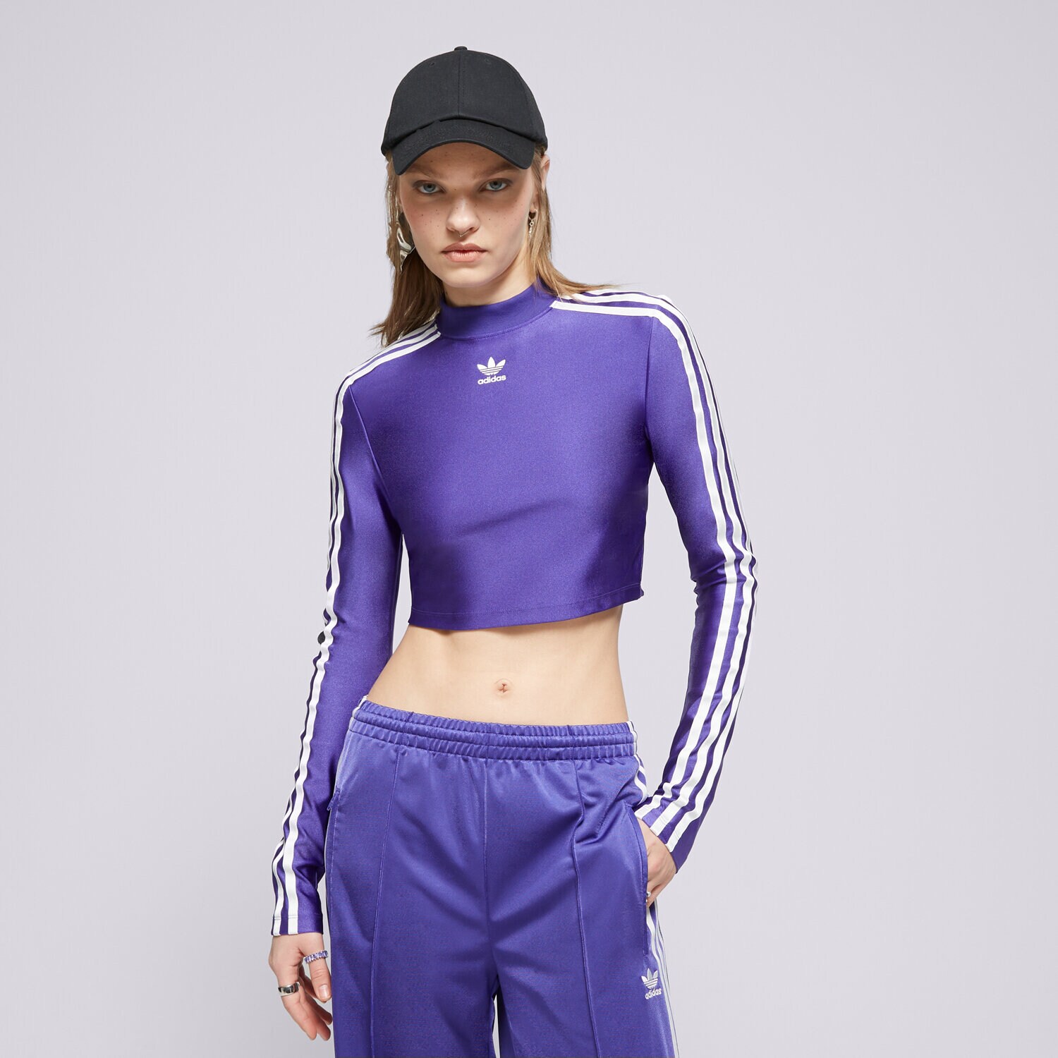 Ženske majice ADIDAS T-SHIRT 3 S CROPPED LS IR8133 ljubičasta