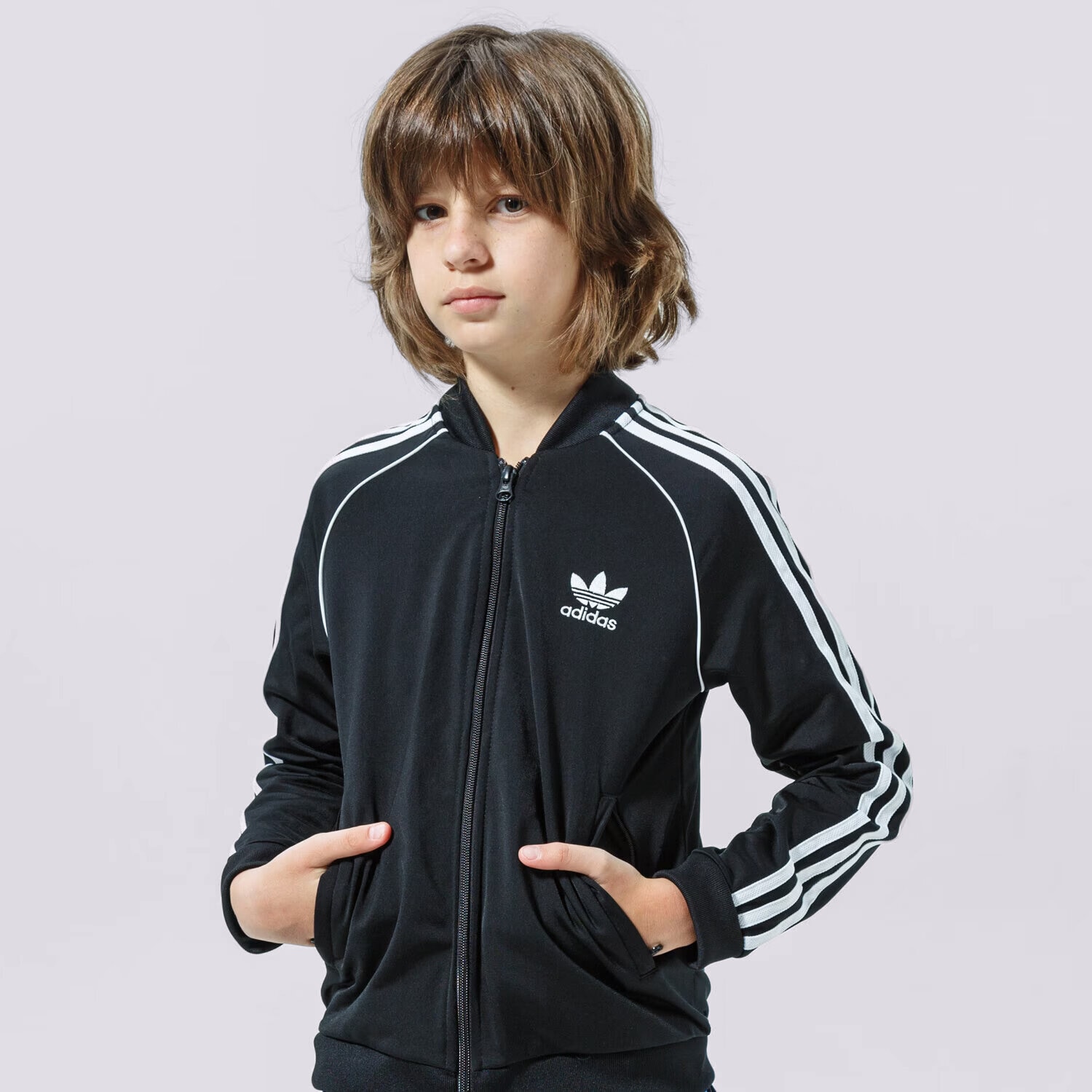 Dječje dukserice ADIDAS VESTA RASKOPČANA SST TRACK TOP B GN8451 crna