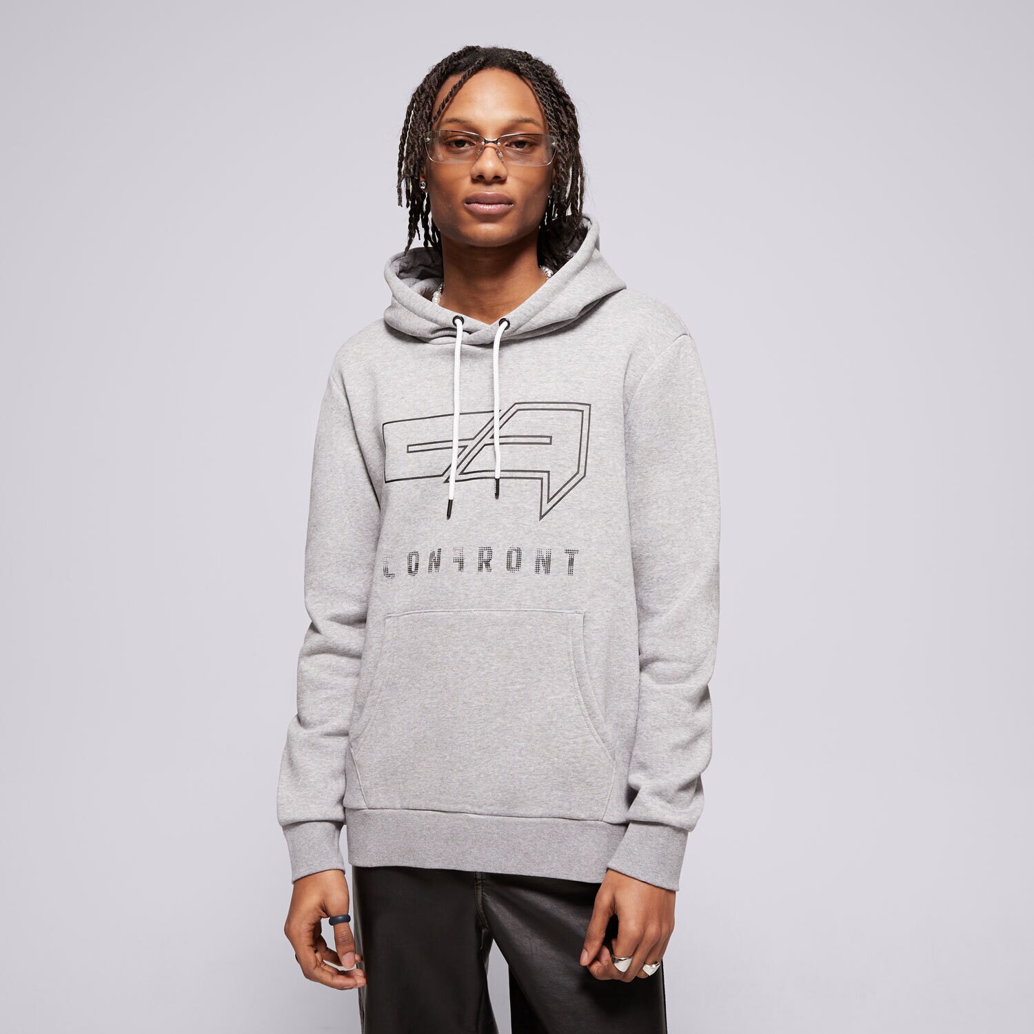 Muške dukserice CONFRONT VESTA S KAPULJAČOM LOGO HOODY GREY  CF121BLM24002 siva