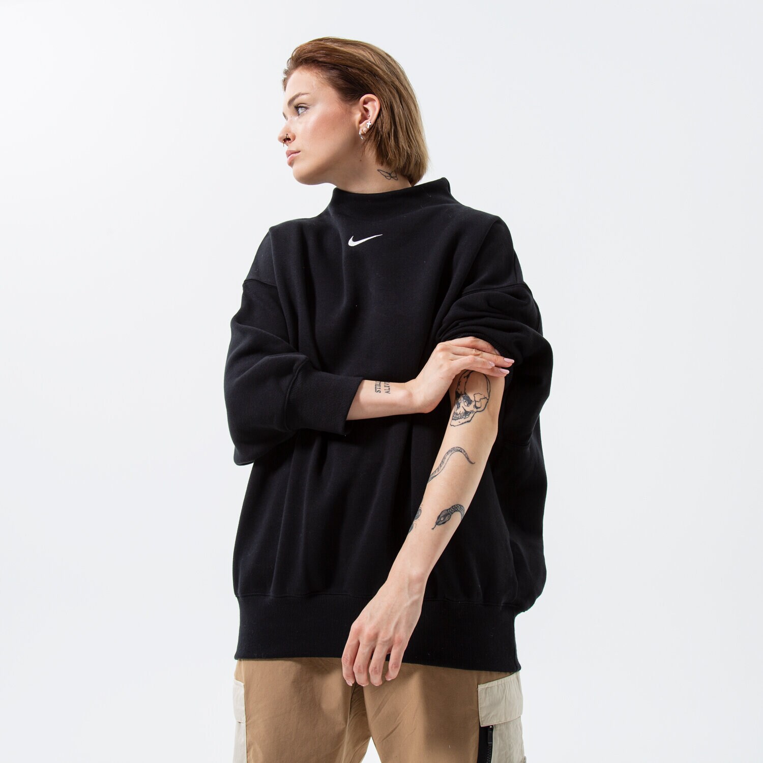 Ženske dukserice NIKE VESTA W NSW STYLE FLC MOCK OOS DQ5765-010 crna