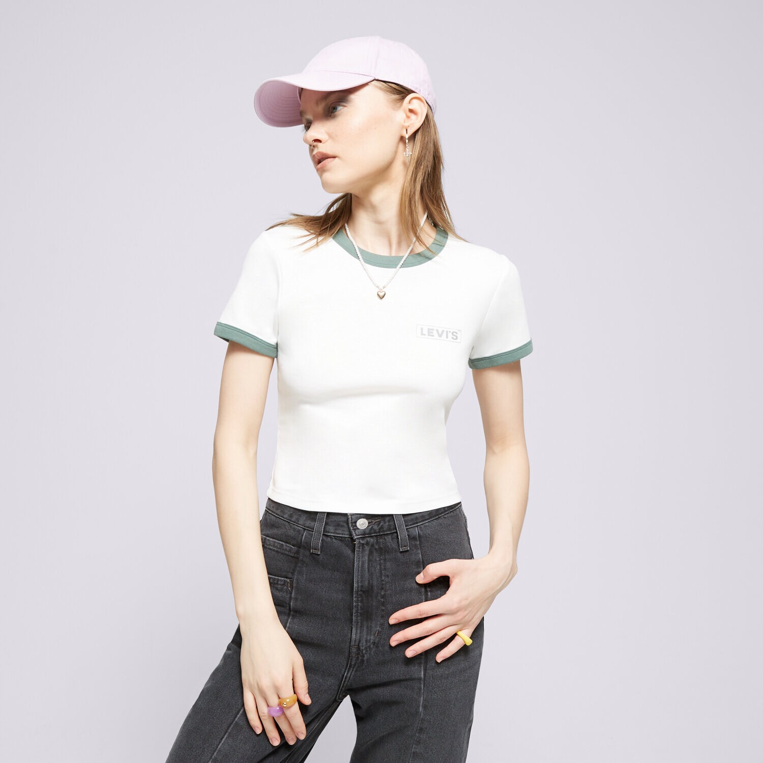 Ženske majice LEVI'S T-SHIRT GRAPHIC RINGER MINI TEE WHITES A3523-0072 bijela