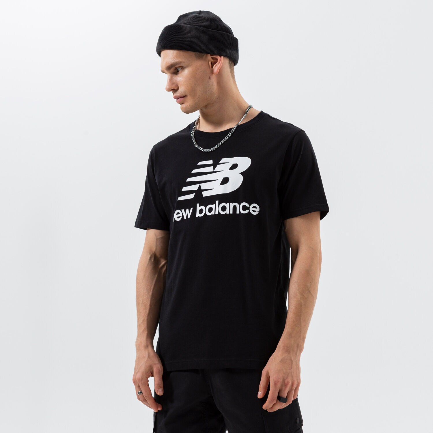 Muške majice NEW BALANCE T-SHIRT ESSENTIALS STACKED LOGO TEE MT01575BK crna