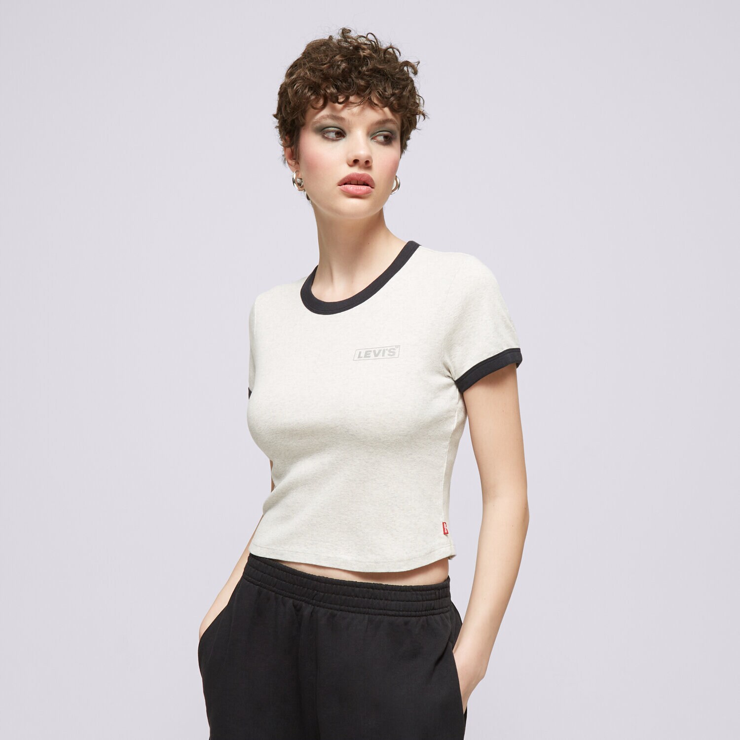 Ženske majice LEVI'S T-SHIRT GRAPHIC RINGER MINI TEE GREYS A3523-0071 siva
