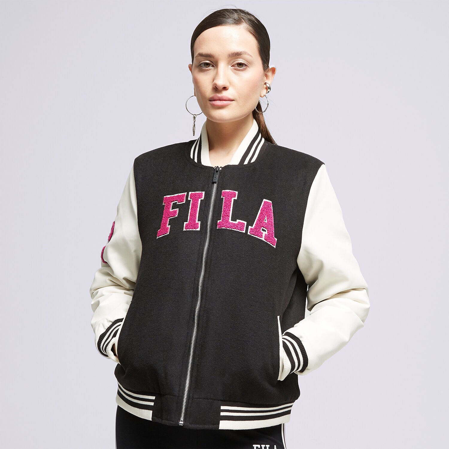 Ženske prijelazne jakne FILA JAKNA VRSTY BMBR JKT BK/PK GAIABLK crna