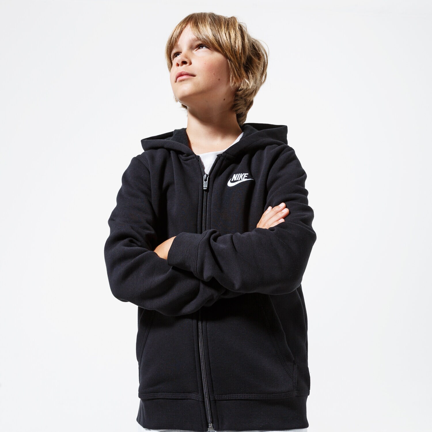 Dječje dukserice NIKE VESTA RASKOPČANA S KAPULJAČOM SPORTSWEAR CLUB BOY BV3699-010 crna