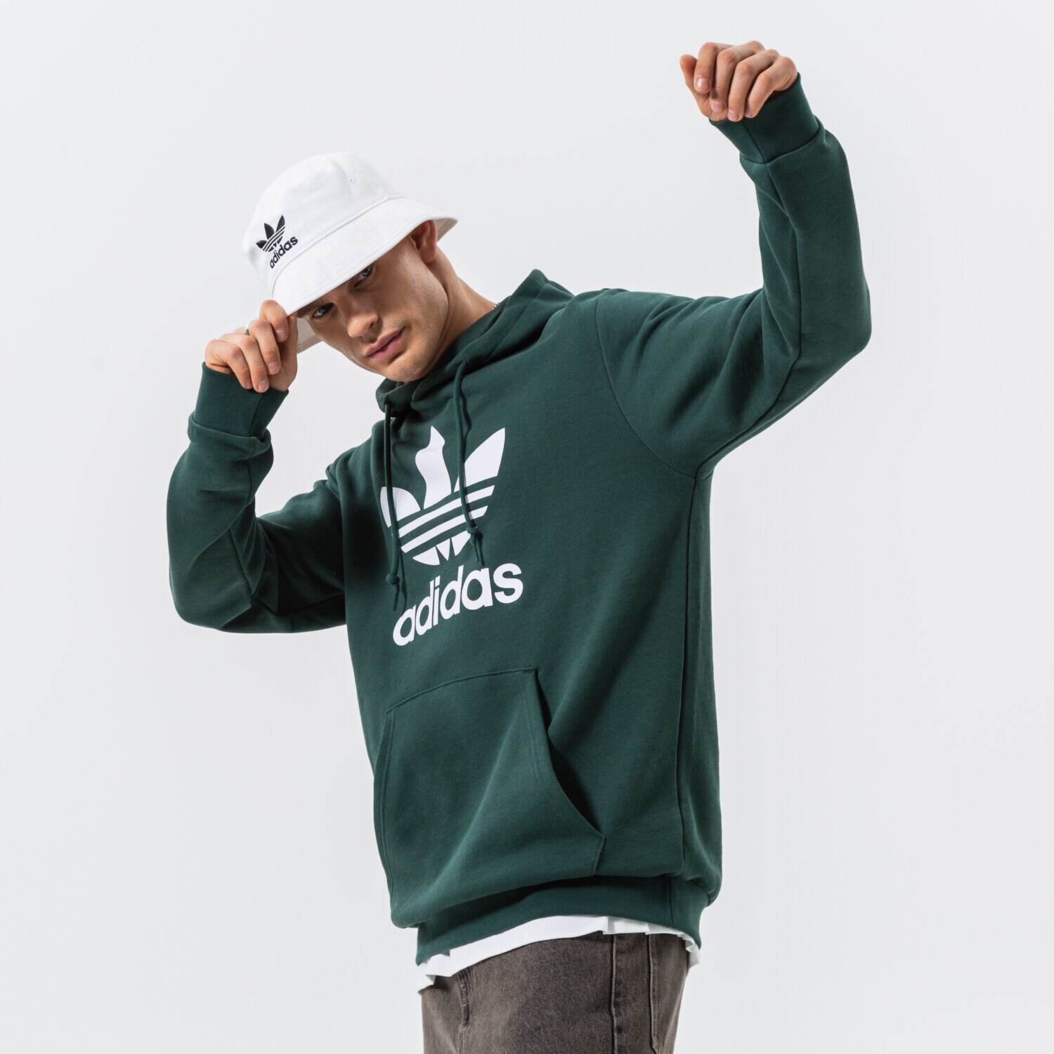 Muške dukserice ADIDAS VESTA S KAPULJAČOM TREFOIL HOODY HK7270 zelena