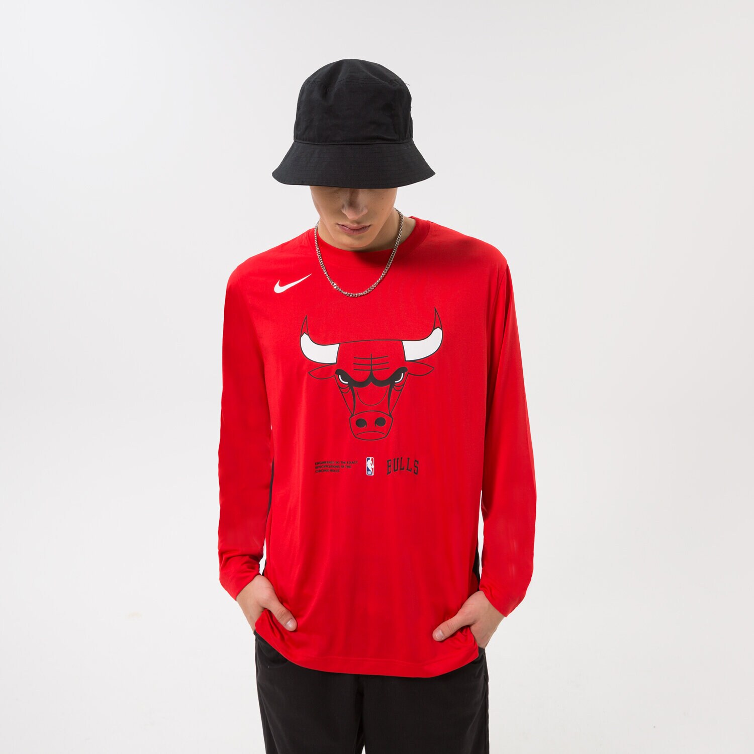 Muške majice NIKE T-SHIRT CHI M NK DF LS TOP PREGM NBA DN8120-657 crvena