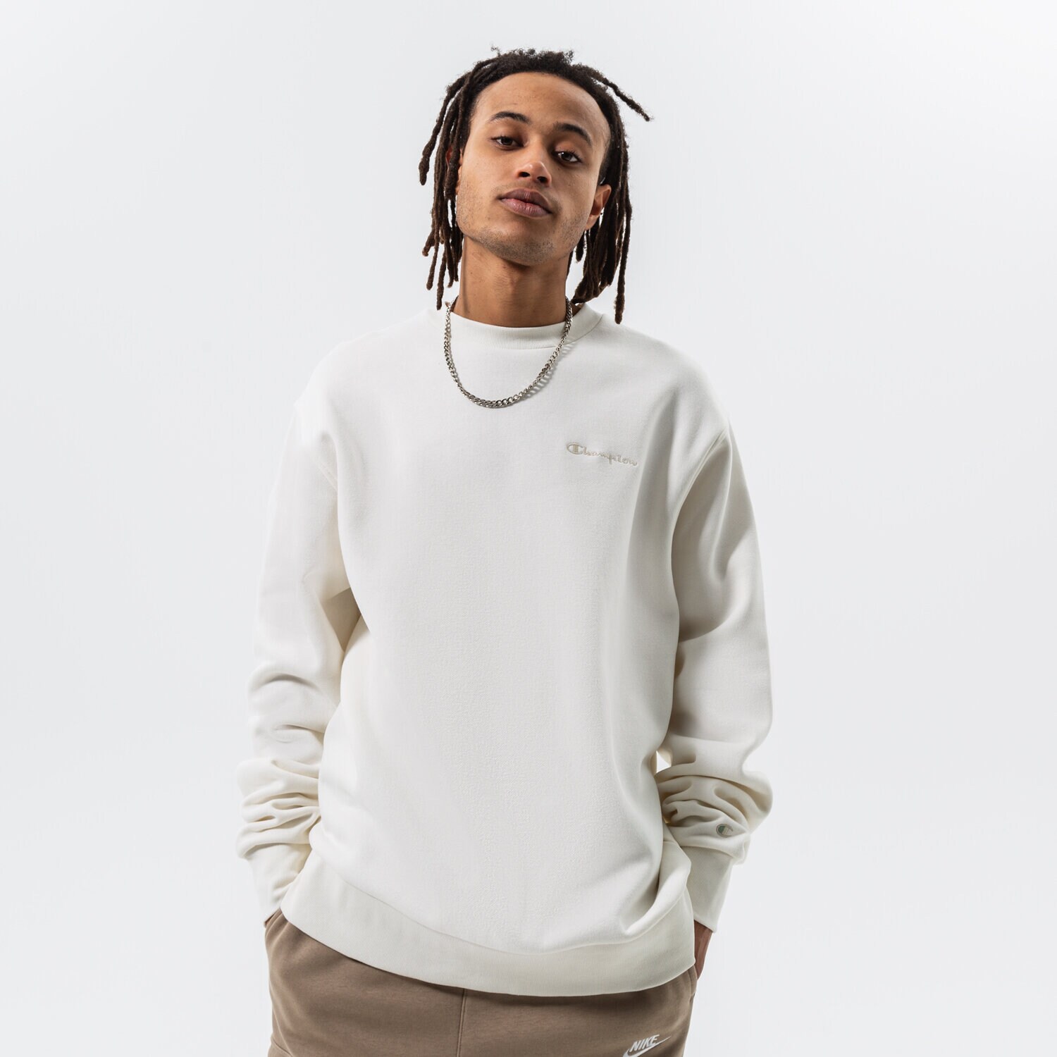 Muške dukserice CHAMPION VESTA CREWNECK SWEATSHIRT 217918YS084 bijela