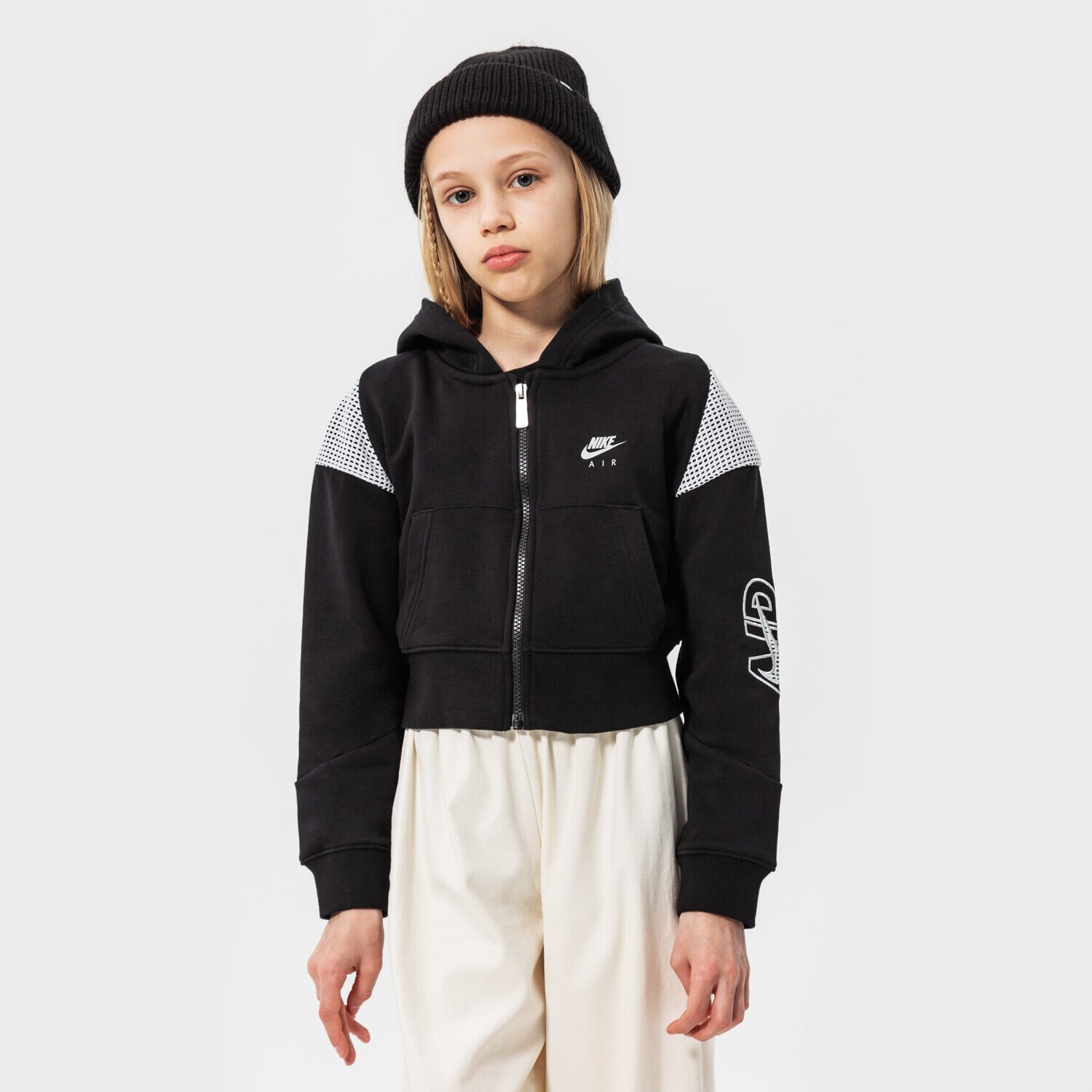 Dječje dukserice NIKE VESTA RASKOPČANA S KAPULJAČOM G NSW AIR FT FZ GIRL DM8386-010 crna