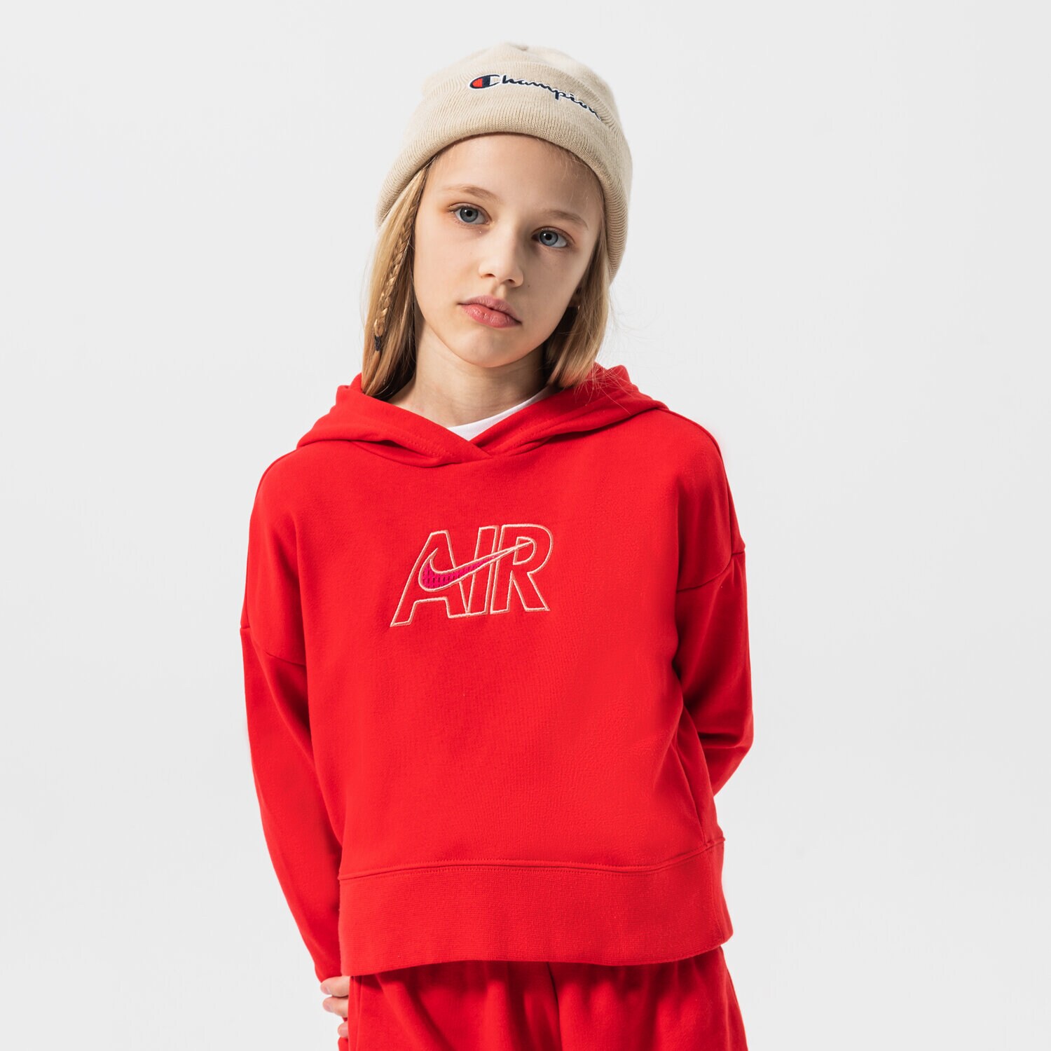 Dječje dukserice NIKE VESTA S KAPULJAČOM G NSW AIR FT CROP GIRL DM8372-657 crvena